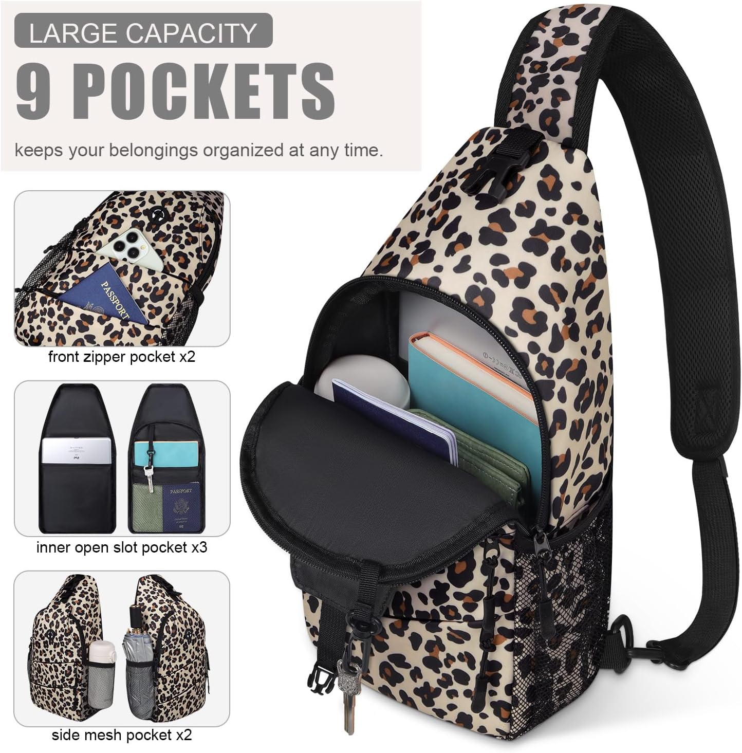 Crossbody Bags for Women Men Trendy Sling Bag Backpack Casual Chest Bag with Convertible Shoulder