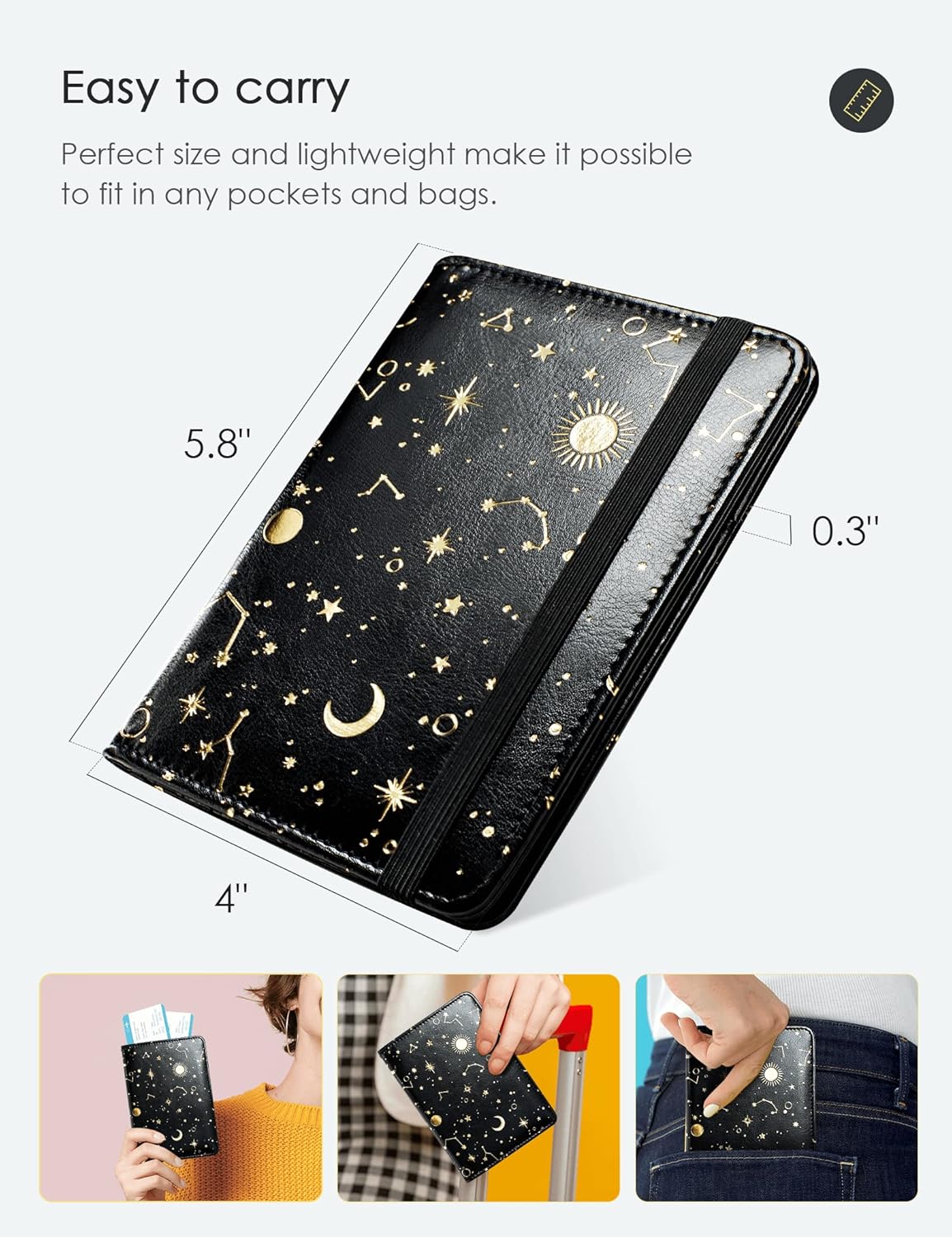Mymazn Passport Holder with Clear Pocket Passport Case Passport Cover Women Passport Case with RFID