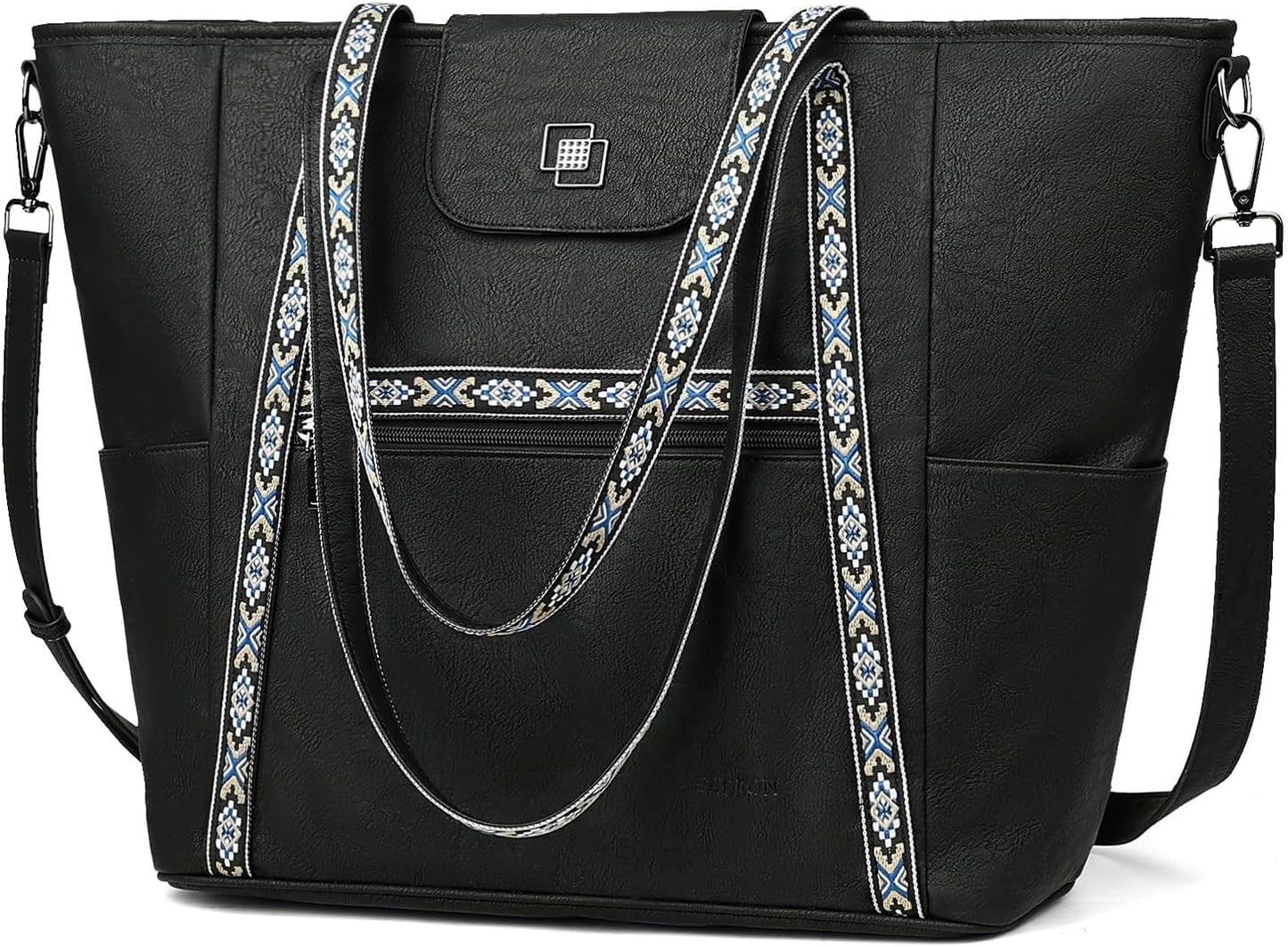 FADEON Large Laptop Tote Bag for Women Designer Leather Laptop Bag Fashion Travel Backpack Purse Shoulder Handbag