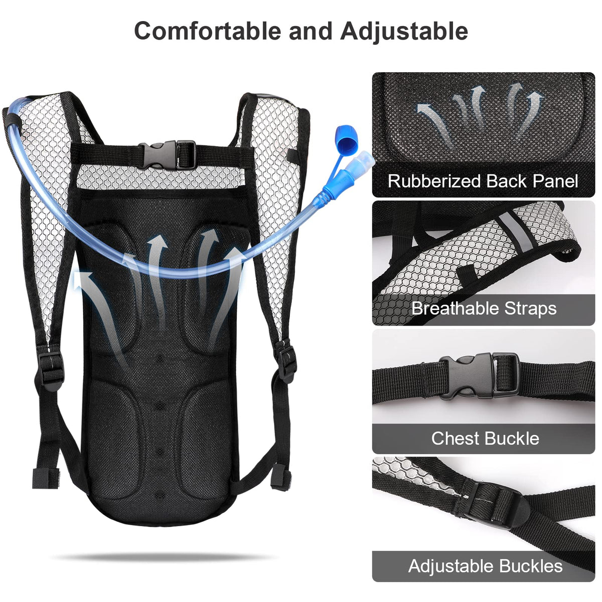 Neboic 2Pack Hydration Backpack Pack with 2L Hydration Bladder - Lightweight Water Backpack Keeps