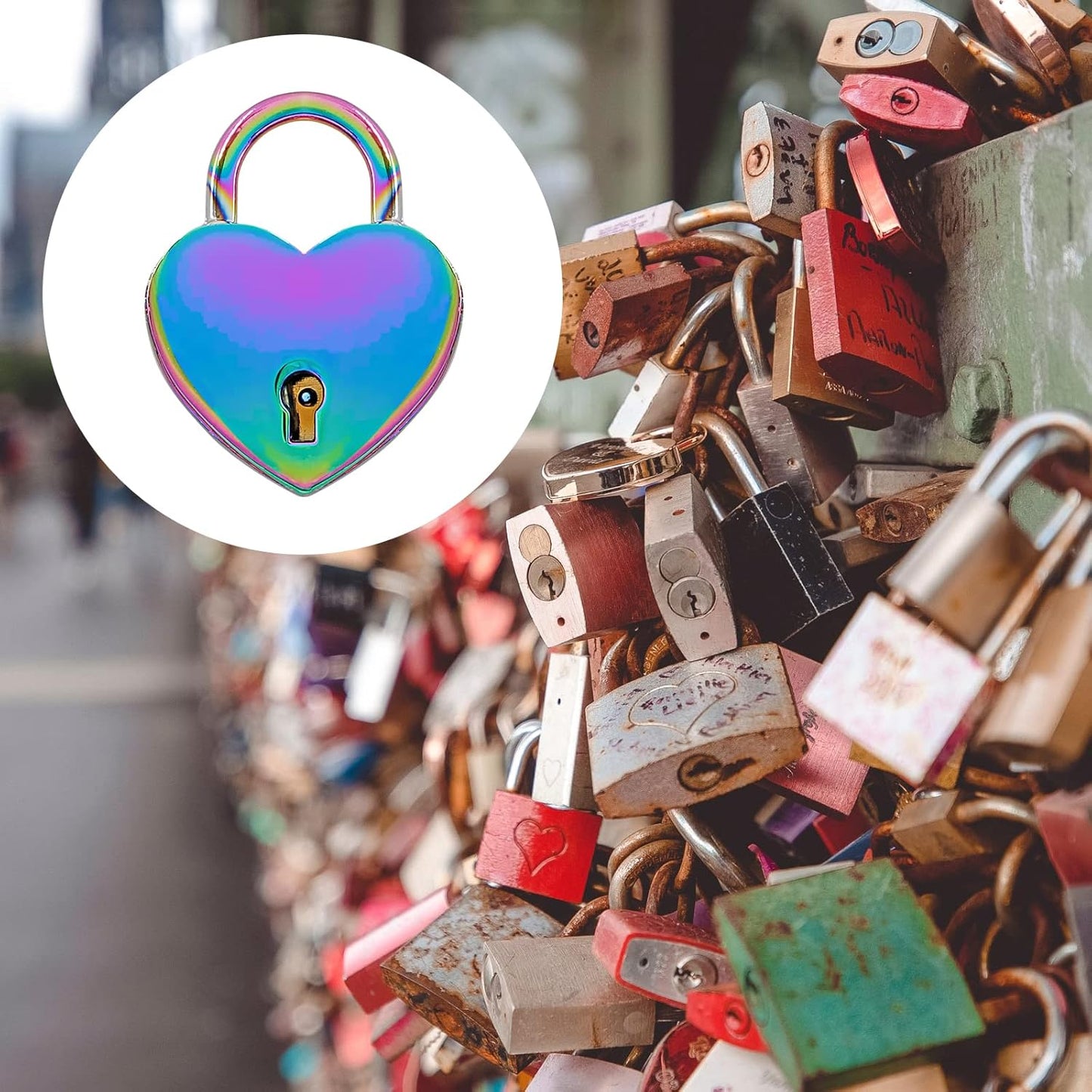 2 Pcs Colorful Padlocks Key Lock with Key, Mini Love Heart Head Luggage Locks, Modern Fashion Style