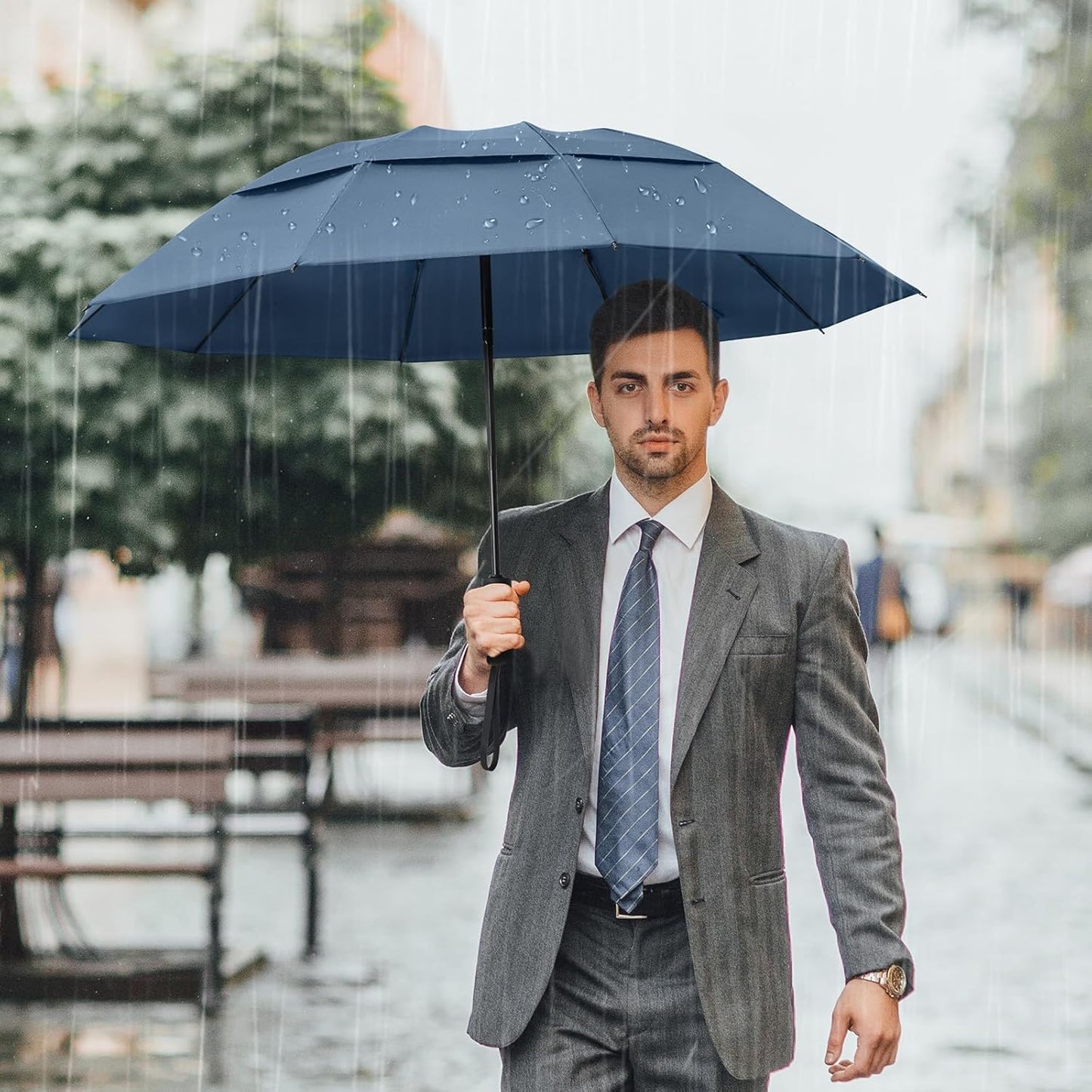 G4Free 42 Inch Inverted Travel Umbrella Compact Windproof 10 Ribs Reverse Small Portable Umbrella