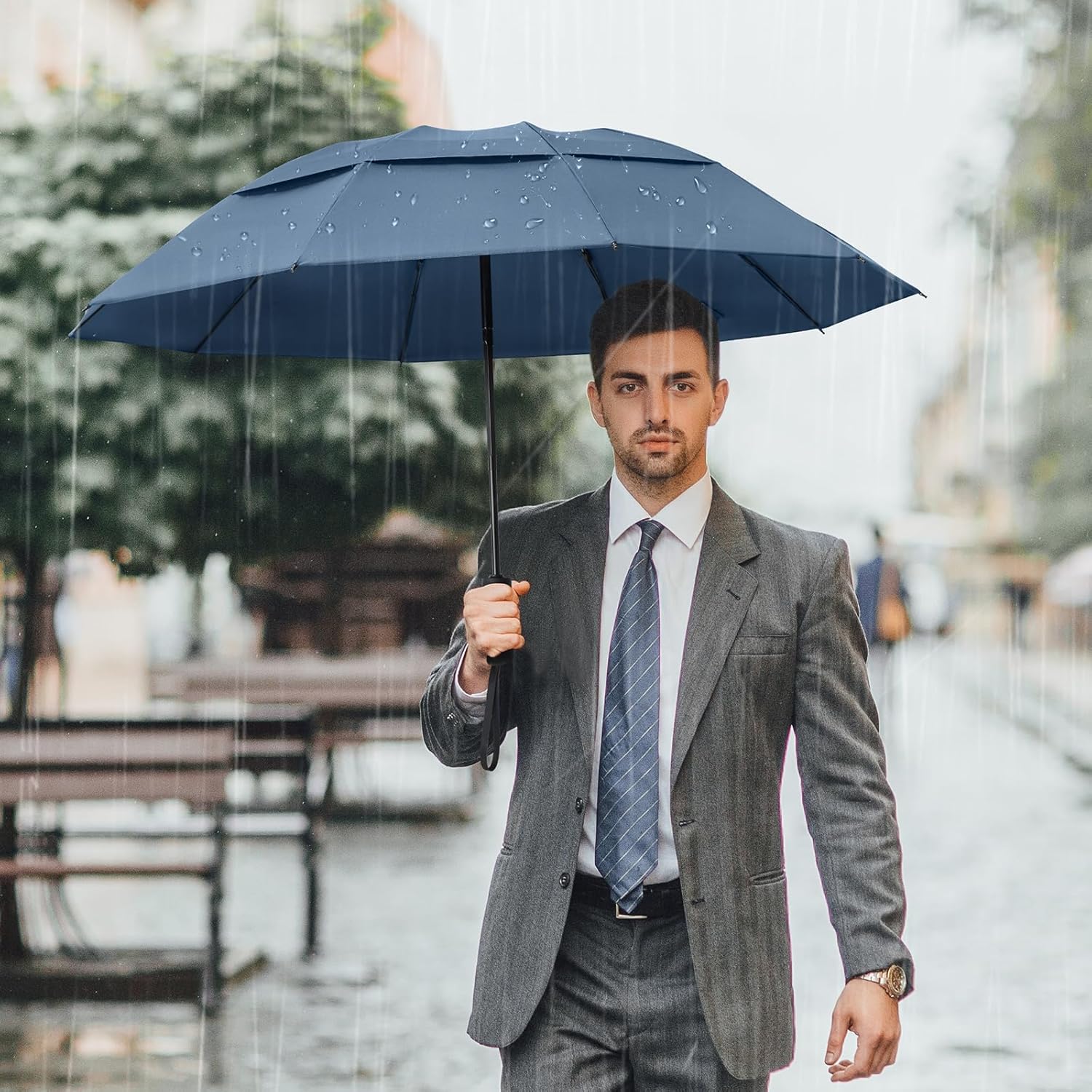 G4Free 42 Inch Inverted Travel Umbrella Compact Windproof 10 Ribs Reverse Small Portable Umbrella