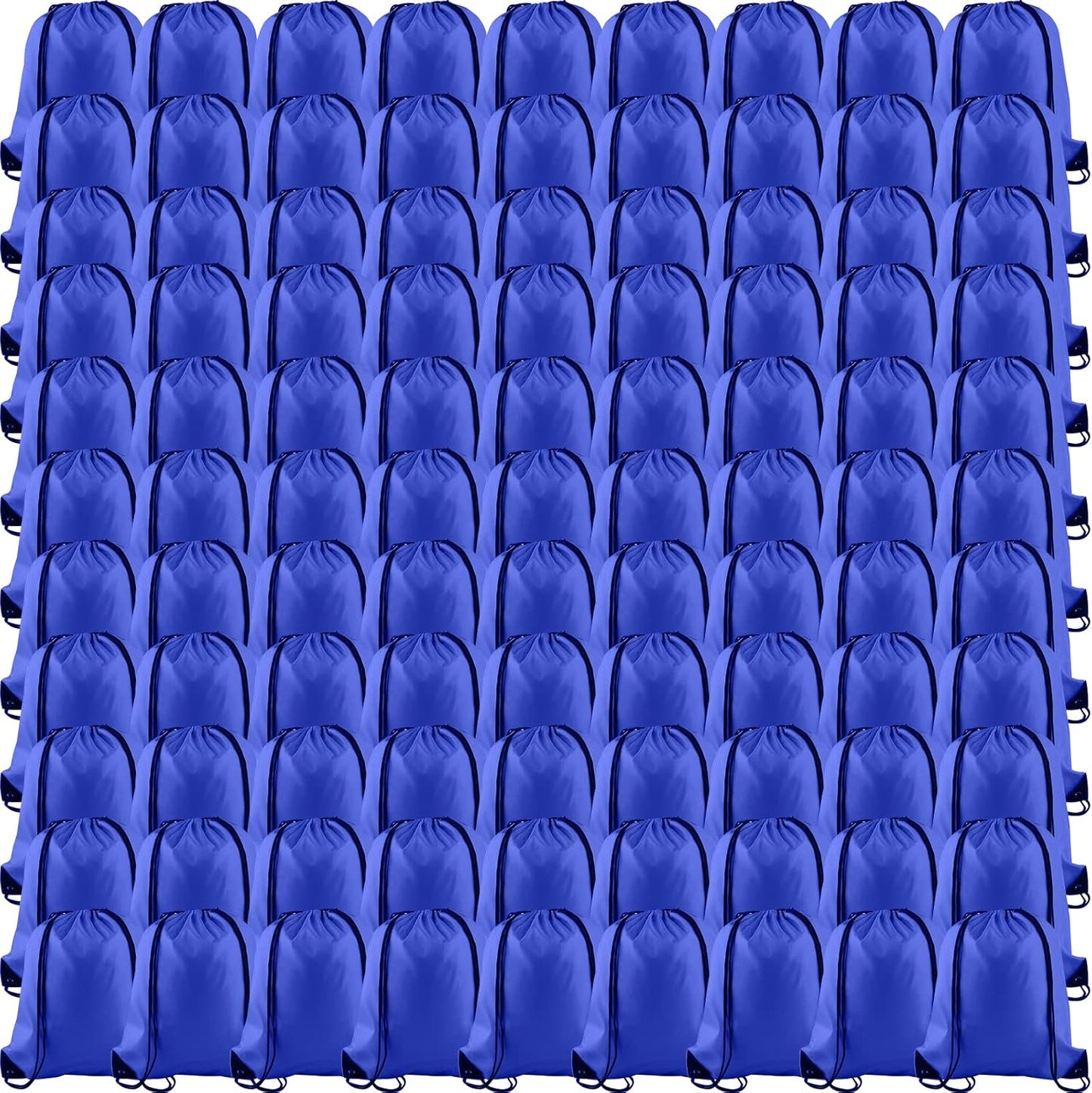 KUUQA 100Pcs Blue Drawstring Backpack Bag Sack Drawstring Bags Bulk String Bags Storage Bags for Sport Gym Traveling