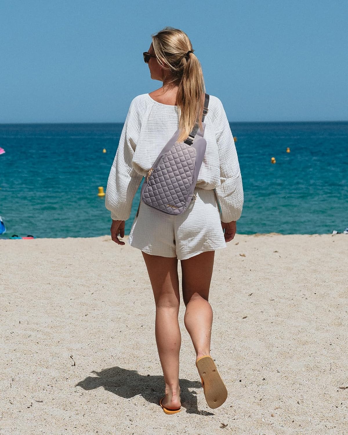 WATERFLY Small Crossbody Sling Backpack: Fashion Chest Crossbody Bag for Women Men Anti Theft Stylish Casual Daypack Trendy Travel Bags-Grey