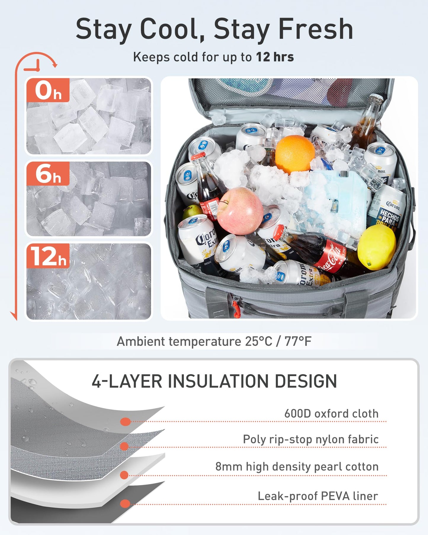 TOURIT Soft Sided Cooler Bag 30/48/60Can, Collapsible & Leakproof Ice Chest