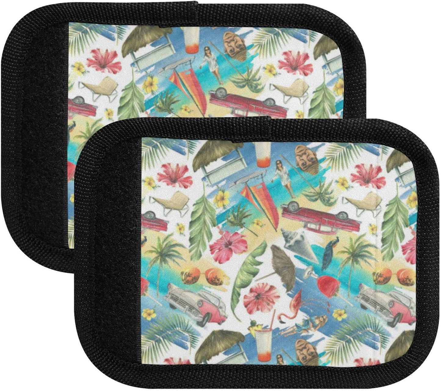4Pcs Luggage Handle Wrap Suitcase Identifier Handle Covers Tags Soft Travel Bags Luggage Handle Gripper Accessories for Airplane Flying Cuban Print