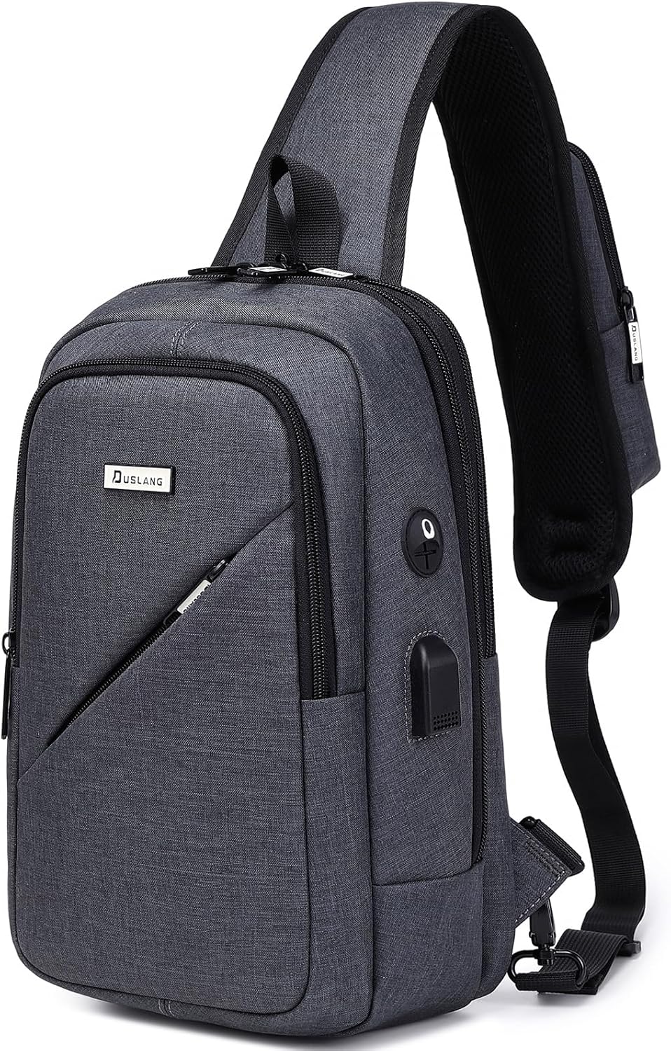 DUSLANG Hiking Crossbody Sling Backpacks Sling Bag for Men, Shoulder Backpack Chest Bags with USB Charger Port