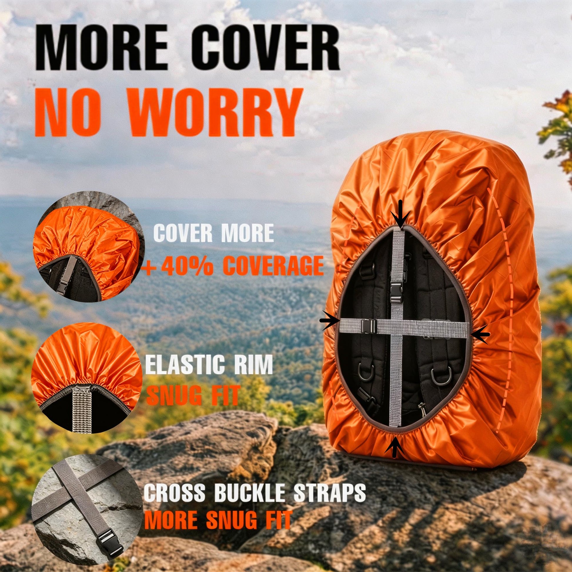 Joy Walker Backpack Rain Cover (orange, Middle (for 30-40L backpack))