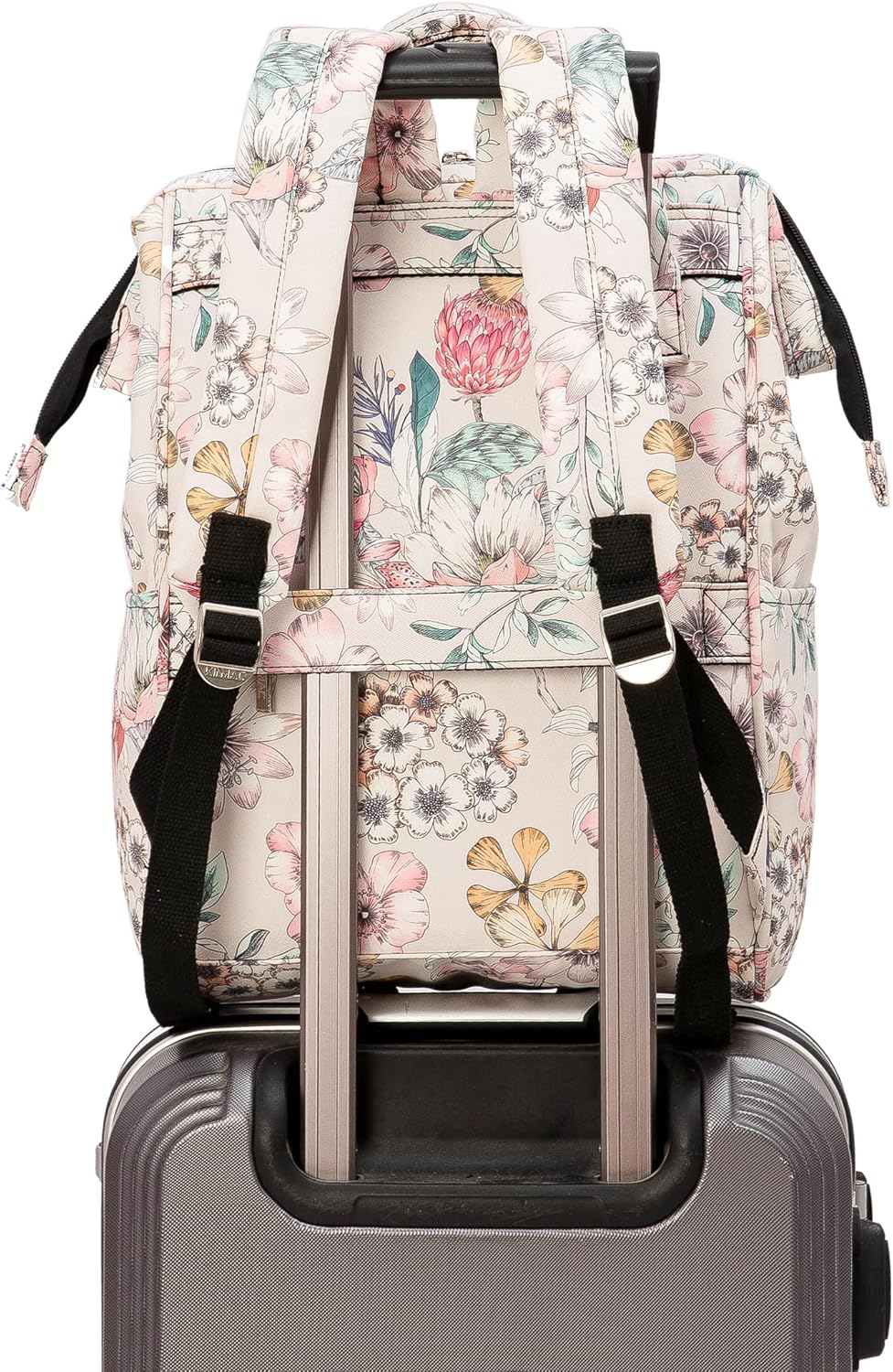 Kinmac Wide Open Style Laptop Backpack for Laptop Up to 15.6 Inch Men Women Travel Outdoor Backpack (Floral)