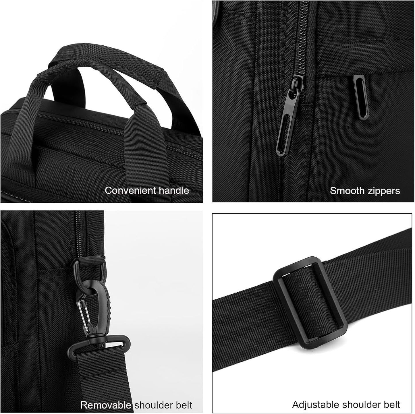 Men's Messenger Bag A4 Nylon Large Shoulder Bag Business Waterproof Casual Black Crossbody Bag for Work Travel Outdoor