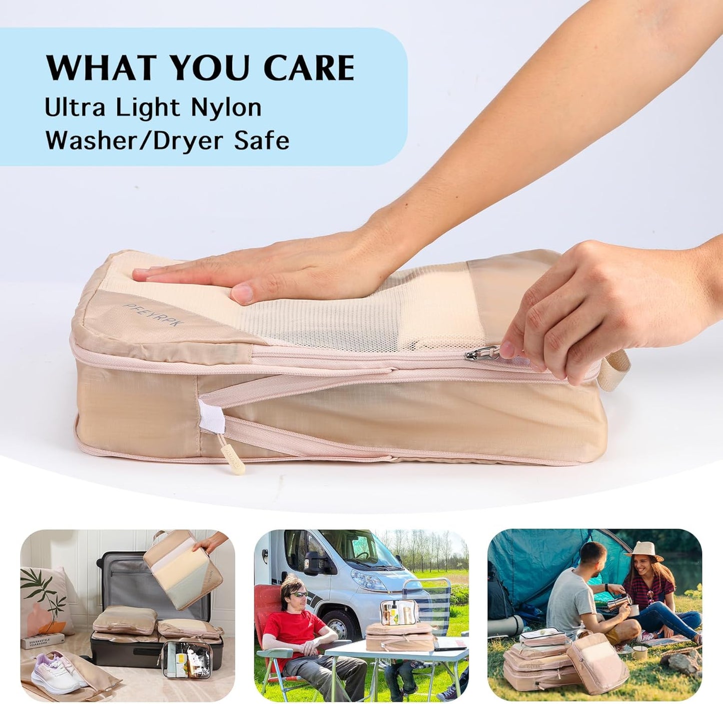 Lightweight Compression Packing Cubes for Suitcases, Compressible Expandable Travel Packing Organizer with Clear Toiletries and Backpack Bag, Travel Essentials for Carry on Luggage 7 Set