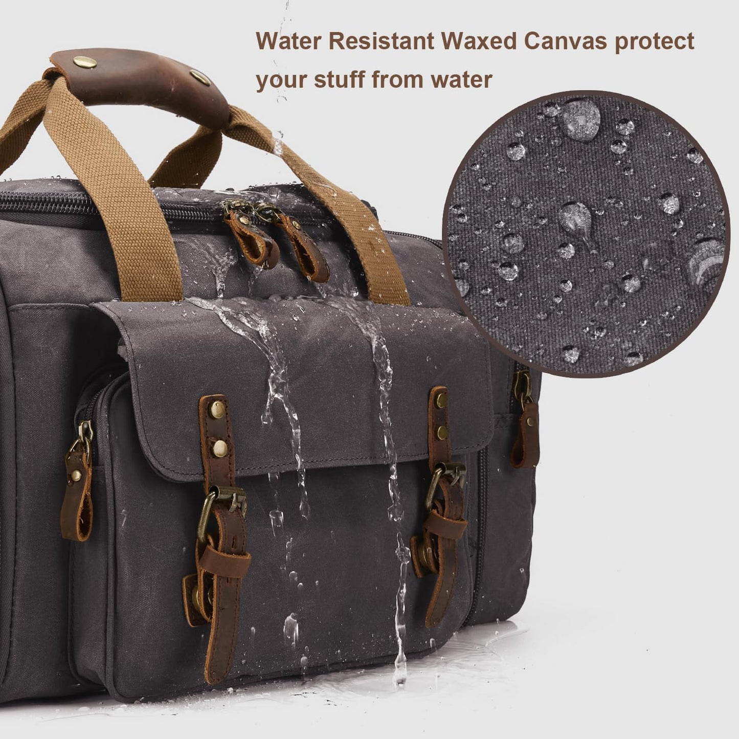 Waxed Canvas Duffel Bag 50L Waterproof Duffle Bag Travel Overnight Weekender Bag