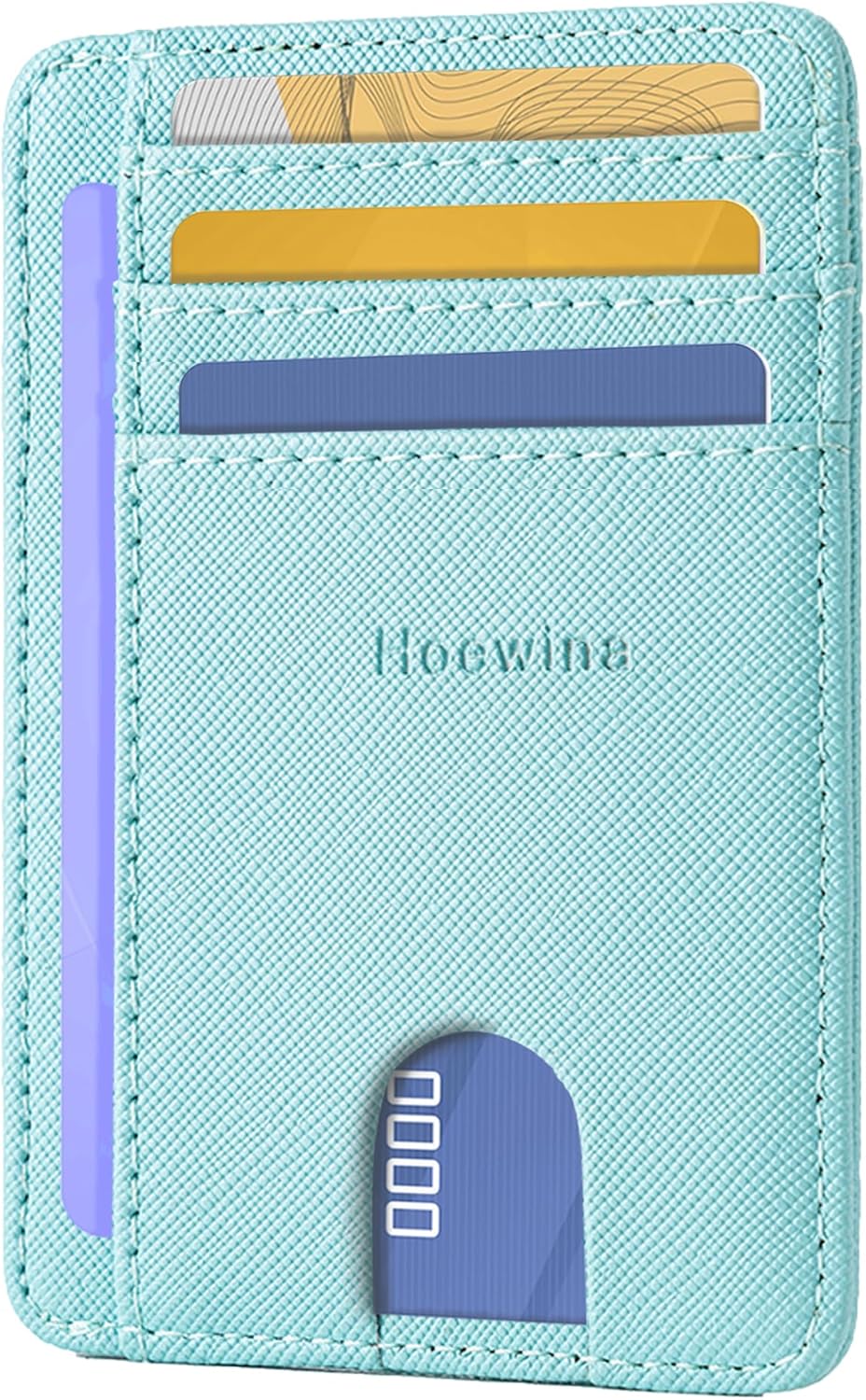 Hoewina Slim Wallet for Men, Credit Card Holder Wallet, Minimalist Design - RFID Blocking Front Pocket Leather Thin Wallet for Men and Women（Cross Sky Blue）