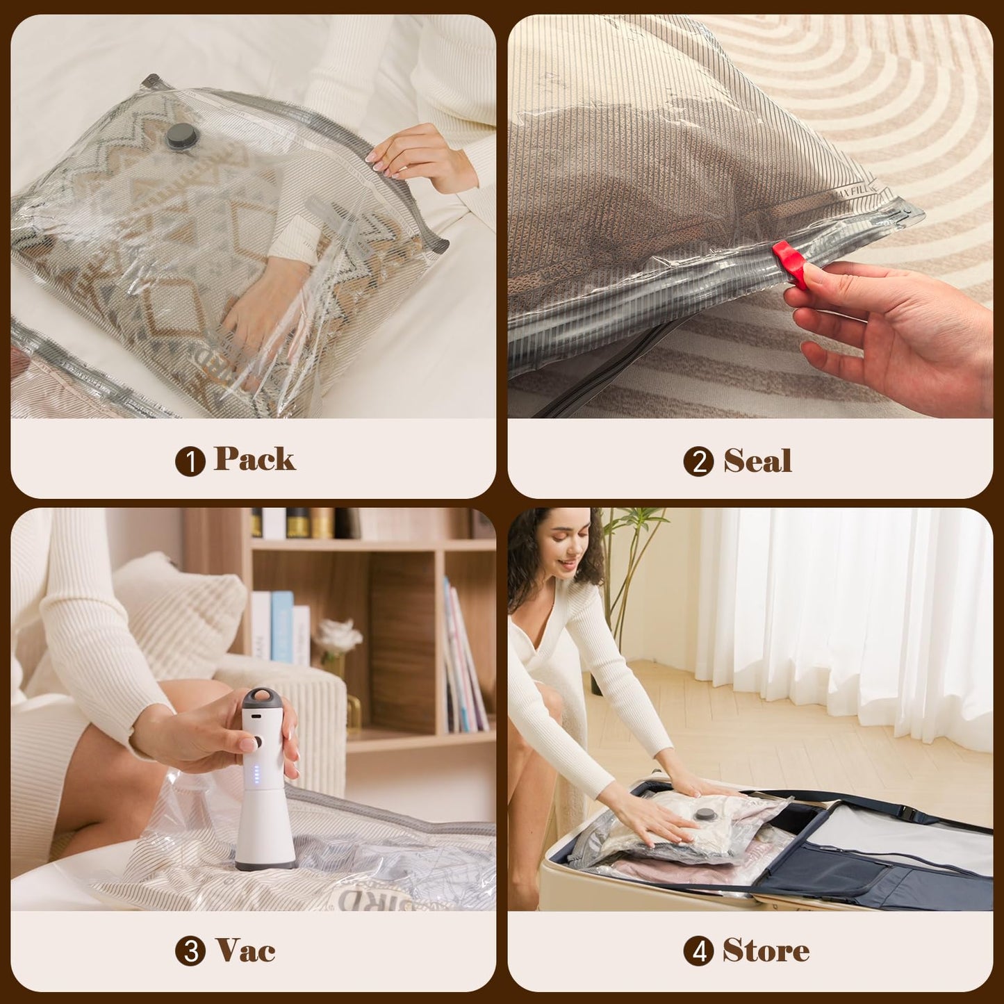 Vacbird Travel Vacuum Bags with Rechargeable Pump, Carry-On Space Saver