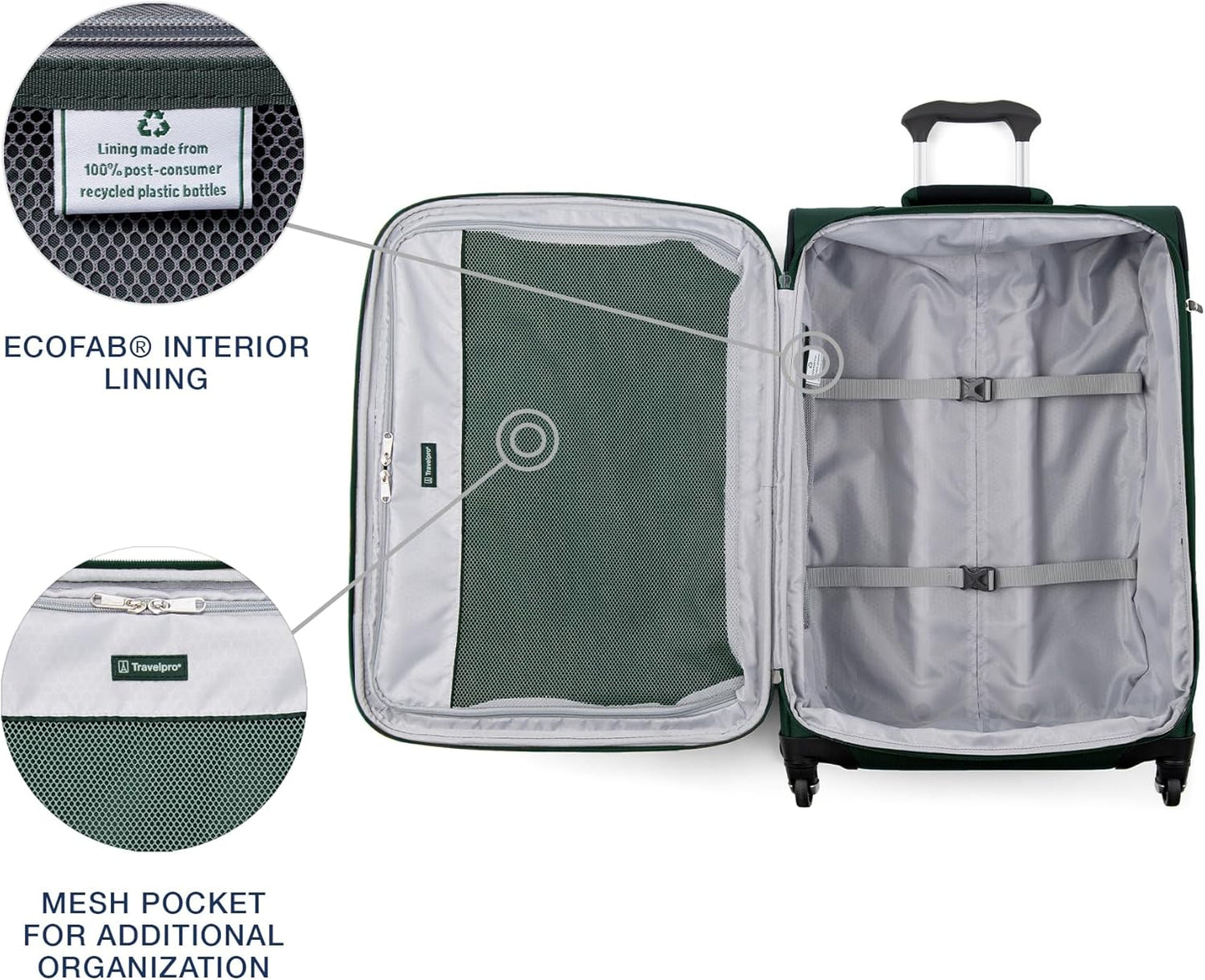 Travelpro Maxlite 5 Softside Expandable 2-Piece Luggage Set — Carry-On and Large Checked Luggage — Forest Green