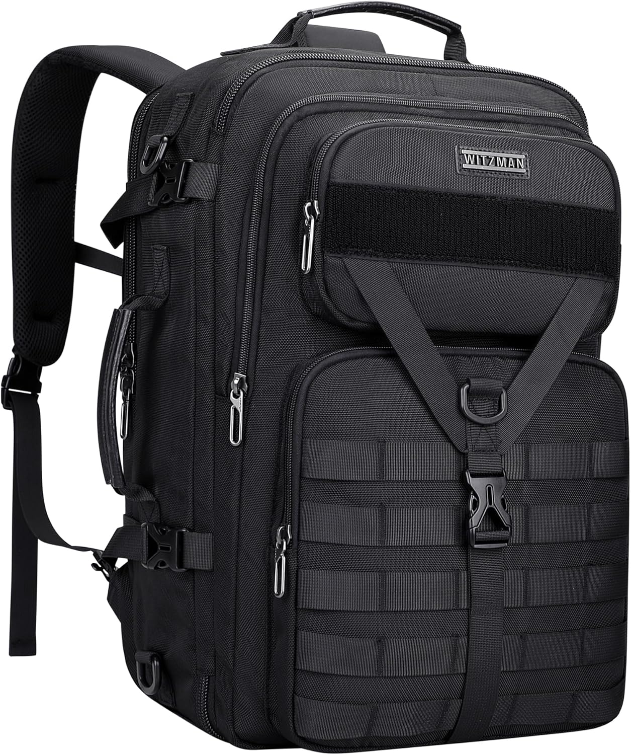 WITZMAN Carry On Travel Backpack for Men Large Convertible 45L Fit 17 Inch Laptop Backpack 3 in 1 Bag for Airline Approved(B688 Black)
