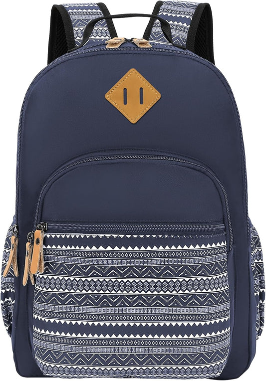 Travel Backpack Geometric Laptop Backpacks Water Resistant Stylish College Dapack Flight Approved Carry On Bag Dark Blue