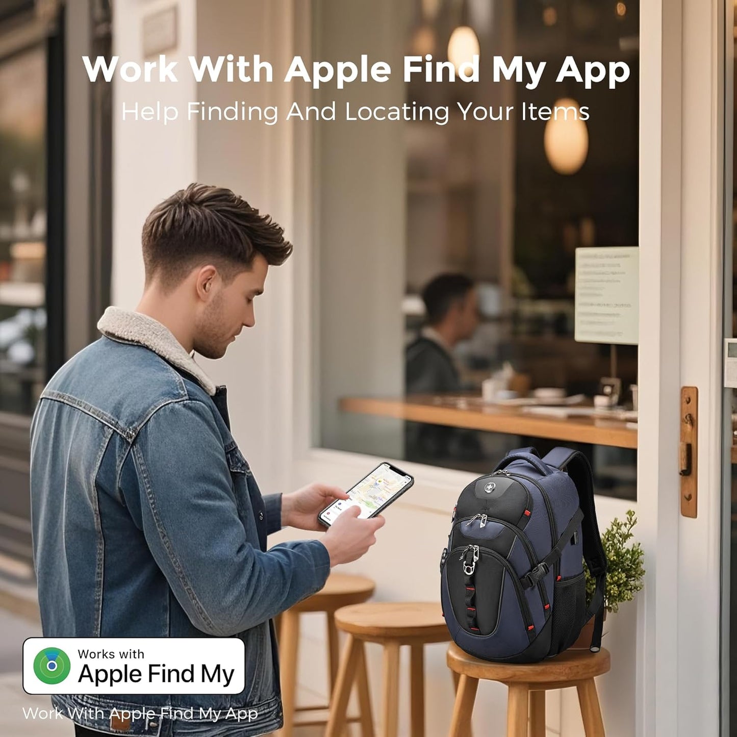Swissdigital Design Travel Backpack for Men with Apple Find My, Laptop Backpack with USB Charging