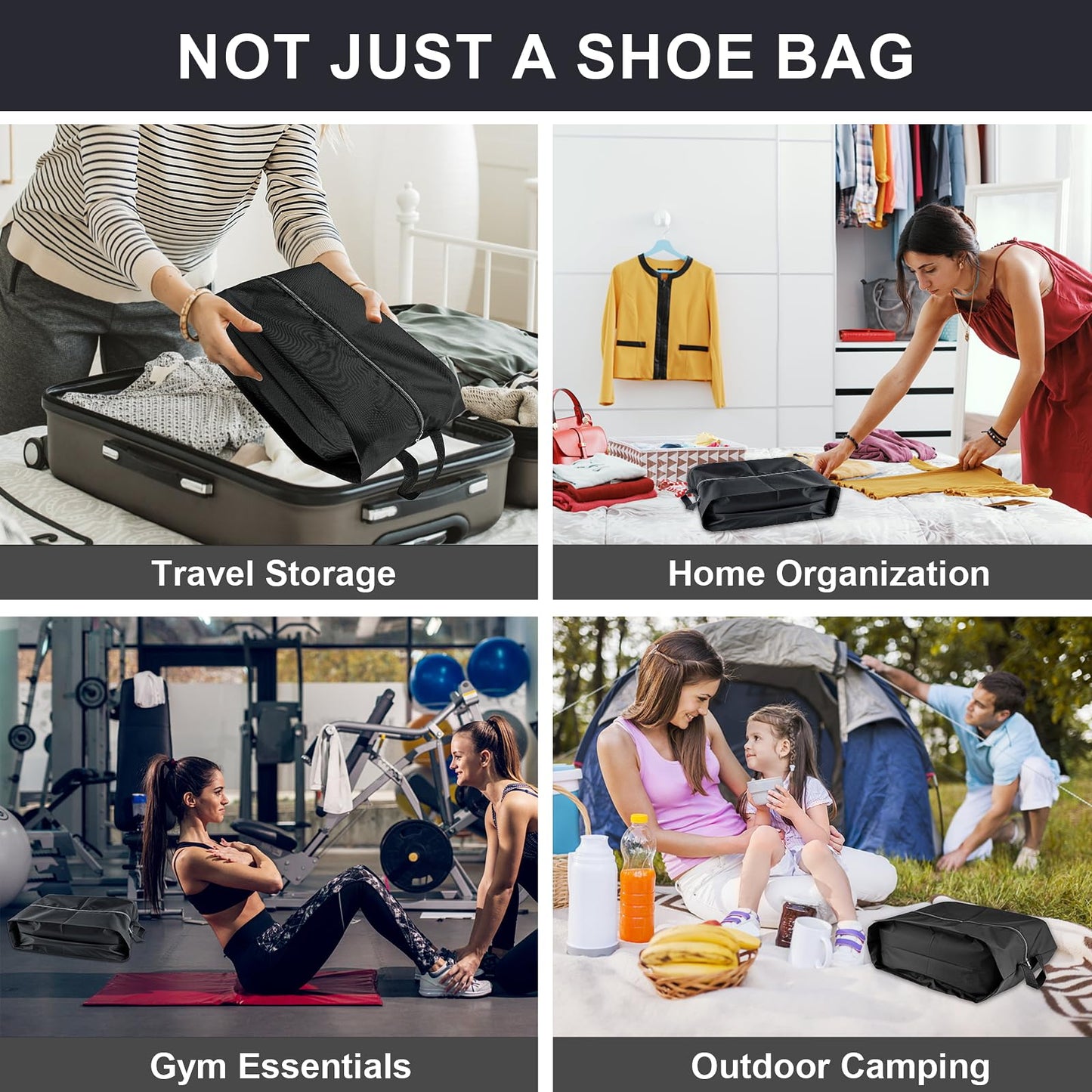 Shoe Bags for Travel, 4 Pack Extra Durable Travel Shoe Bags for Storage and Packing, Reusable
