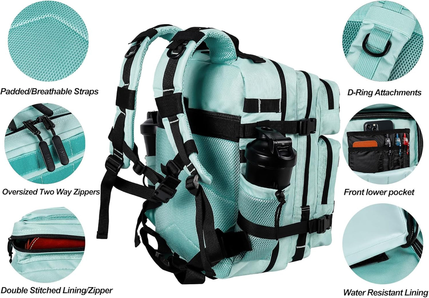 LHI Tactical Military Backpack for Men and Women 25L/35L Army Assault Pack Bag Small Rucksack with Bottle Holder