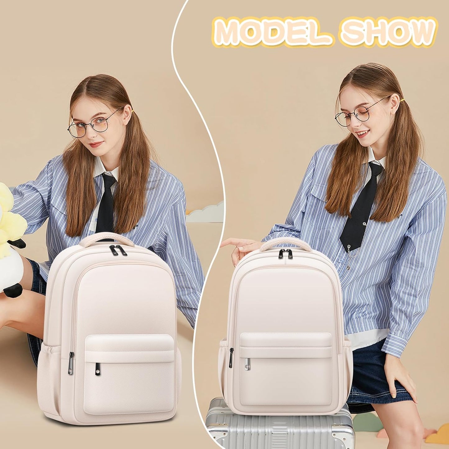 Aesthetic Cute Backpack for School Kids Bookbags Student Backpacks for Teen Girls Preppy Casual Middle School Bag
