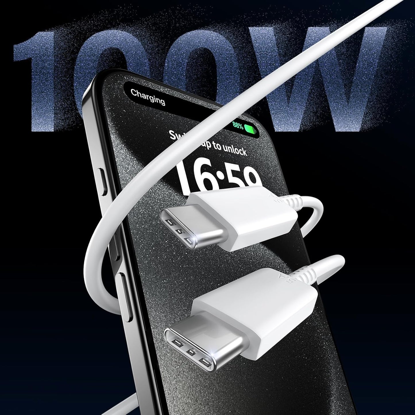 Type C Charger, 2 Pack 45W USB C Wall Charger Super Fast Charging Block & 6.6ft Phone Cable Cord,White