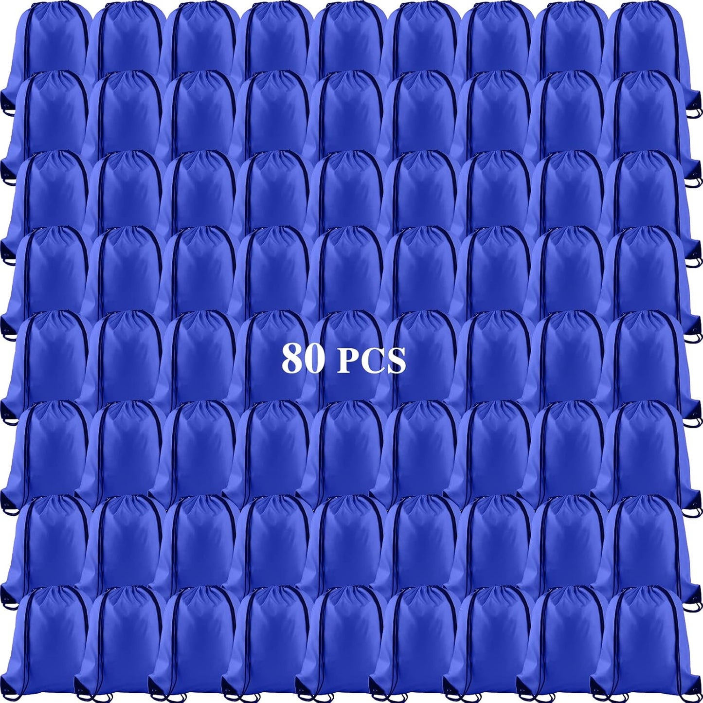 KUUQA 80Pcs Blue Drawstring Backpack Bag Sack Drawstring Bags Bulk String Bags Storage Bags for