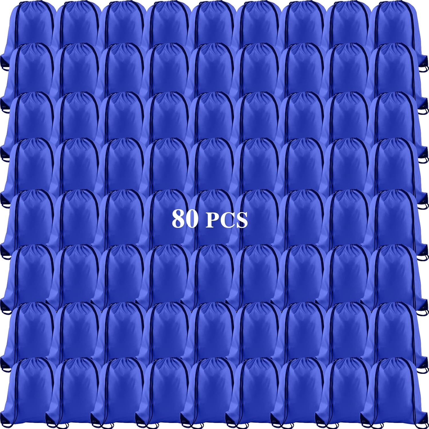 KUUQA 80Pcs Blue Drawstring Backpack Bag Sack Drawstring Bags Bulk String Bags Storage Bags for