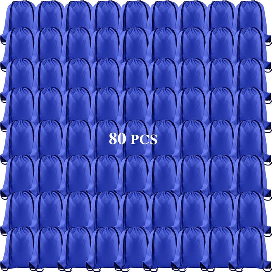 KUUQA 80Pcs Blue Drawstring Backpack Bag Sack Drawstring Bags Bulk String Bags Storage Bags for Sport Gym Traveling