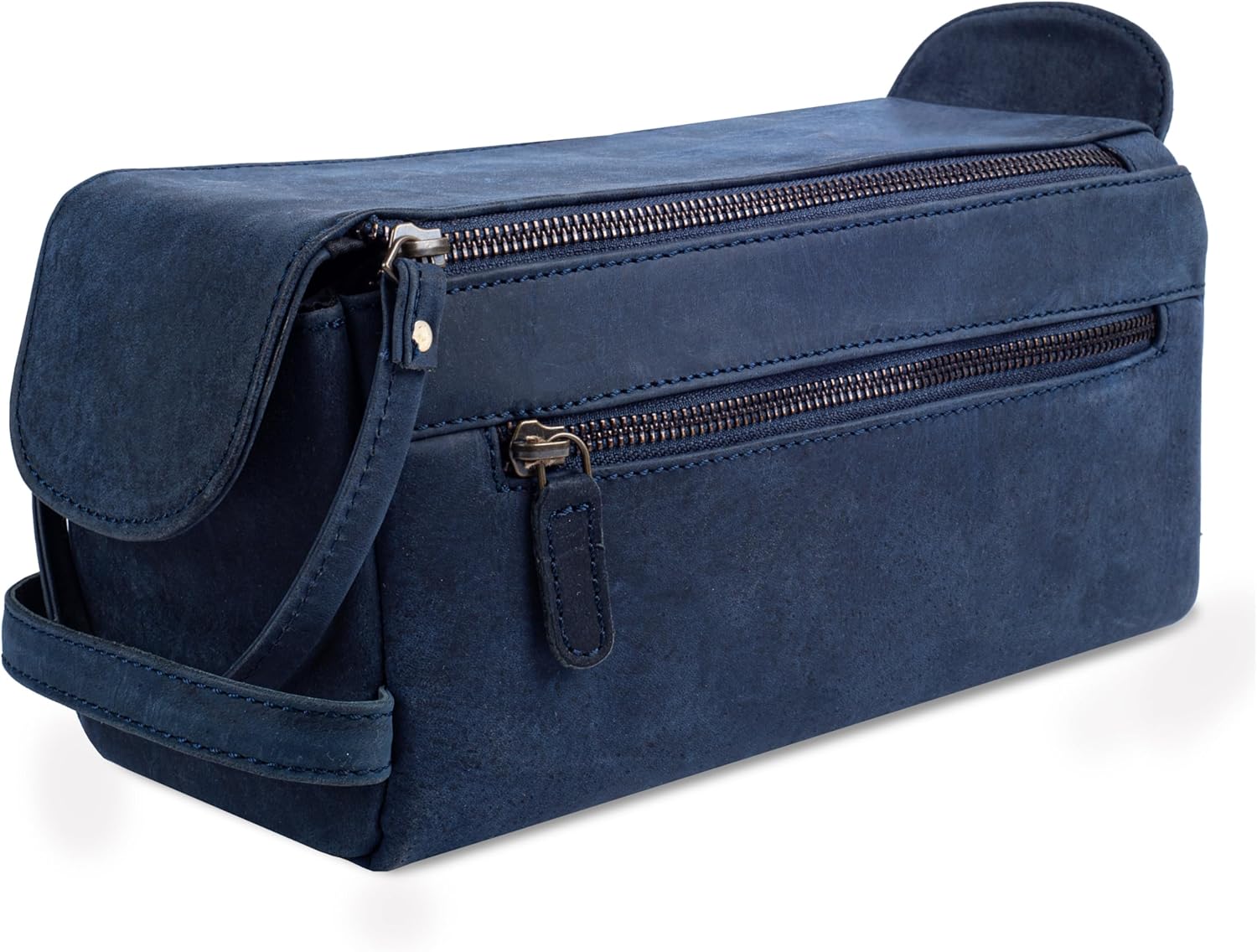 LEATHER VILLAGE Premium Leather Travel Toiletry Bag - Unisex Water-Resistant Travel Bag for