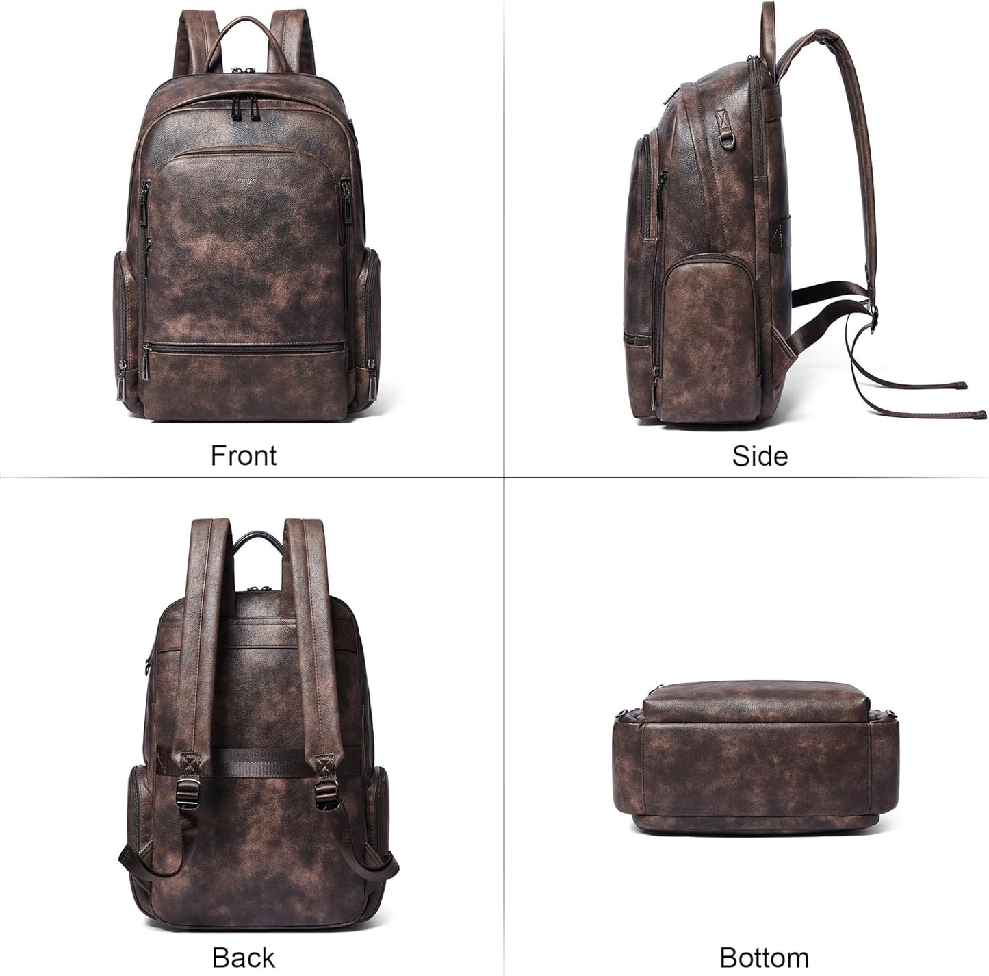 Computer Backpack for Women Soft Leather Back pack with 15.6 inch Laptop Compartment, Designer Ladies Travel Backpack, Coffee