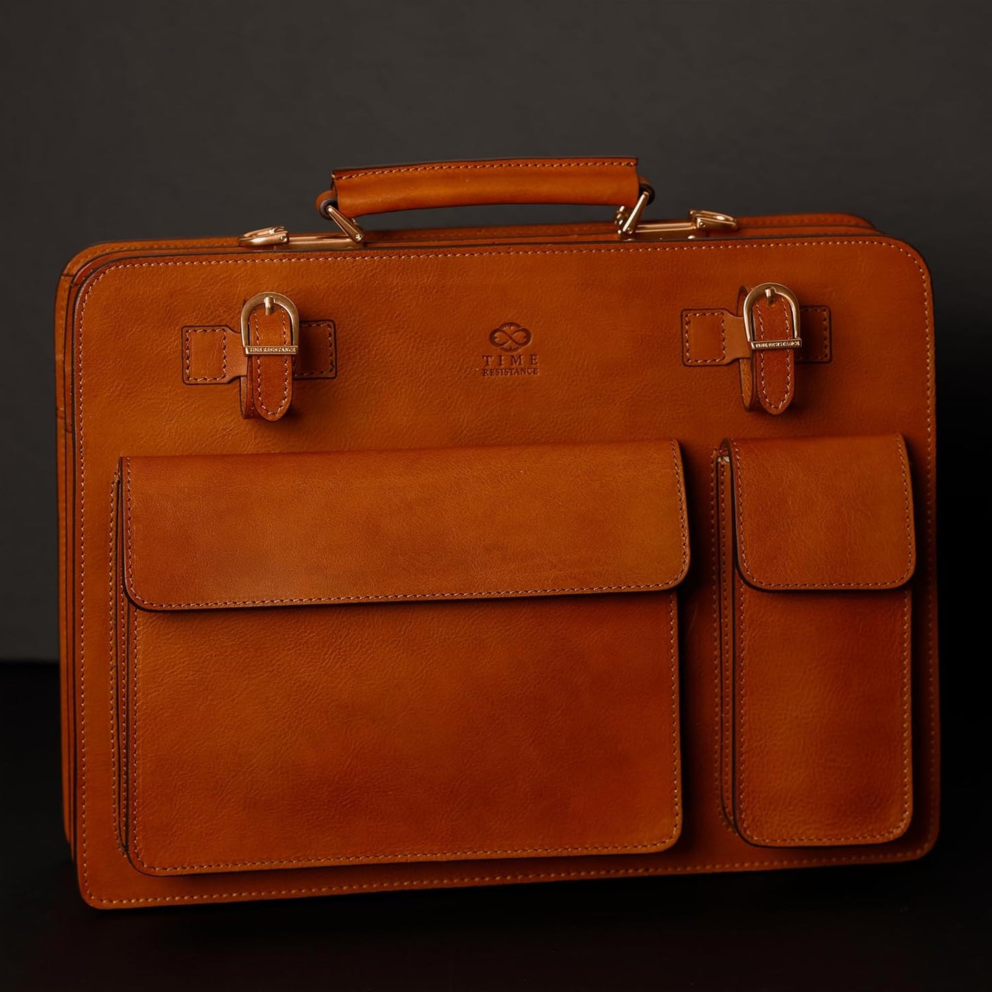 Time Resistance Leather Briefcase - Classy Bag for Men - Business and Vintage Briefcase Made in Italy