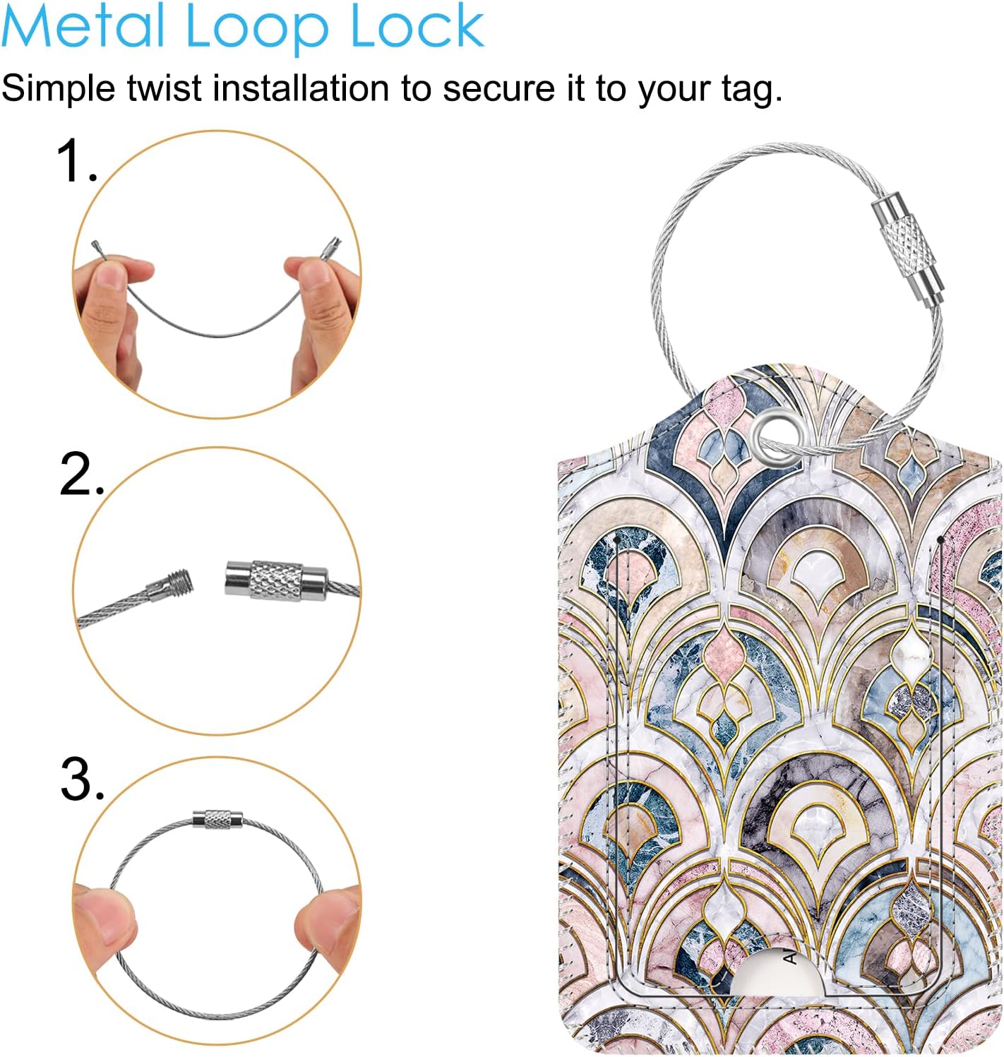 Fintie Luggage Tags, Privacy Cover ID Label with Stainless Steel Loop and Address Card for Travel