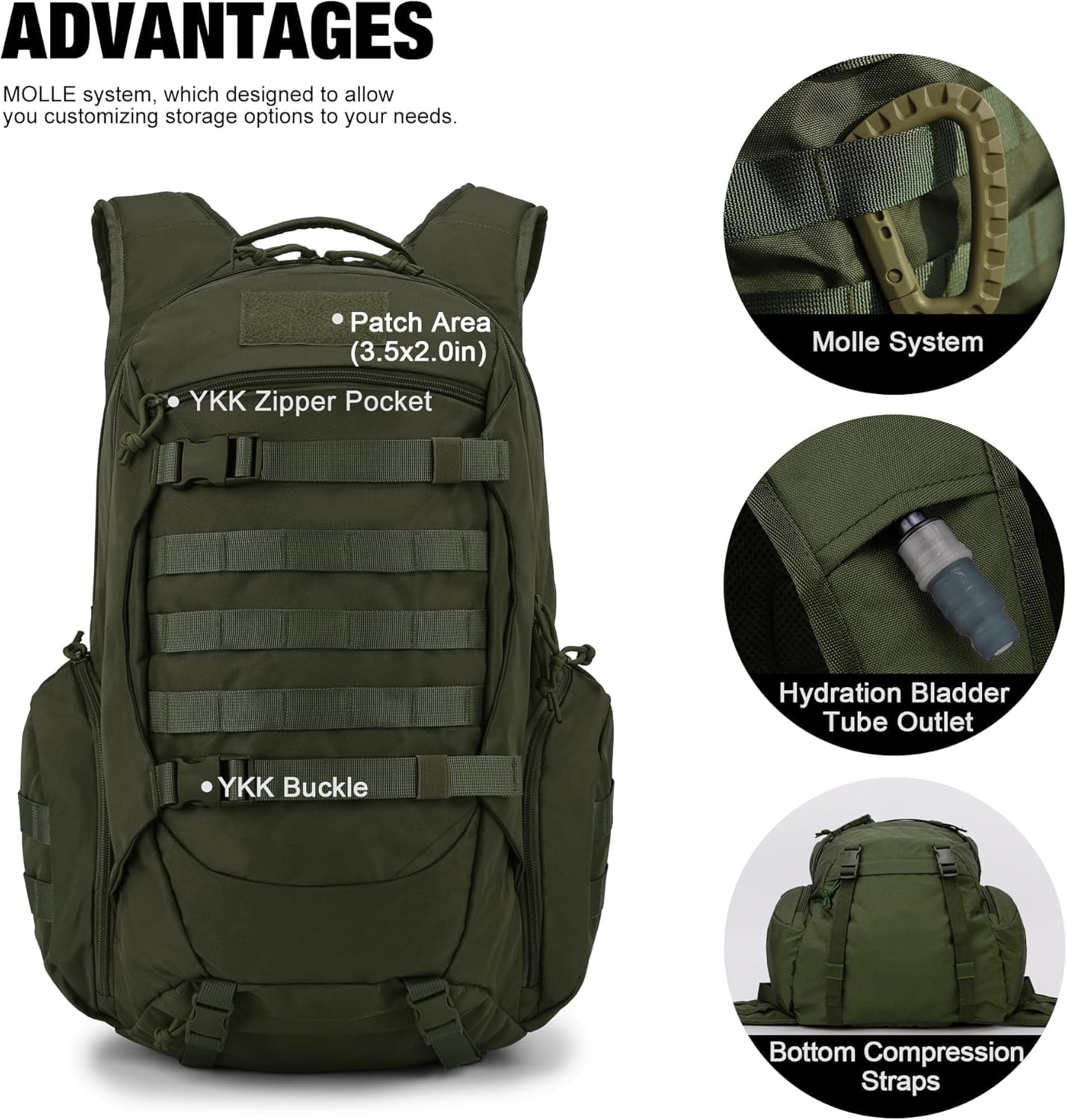 Mardingtop 28L/35L Tactical Backpacks Molle Hiking daypacks for Camping Hiking Military Traveling Motorcycle