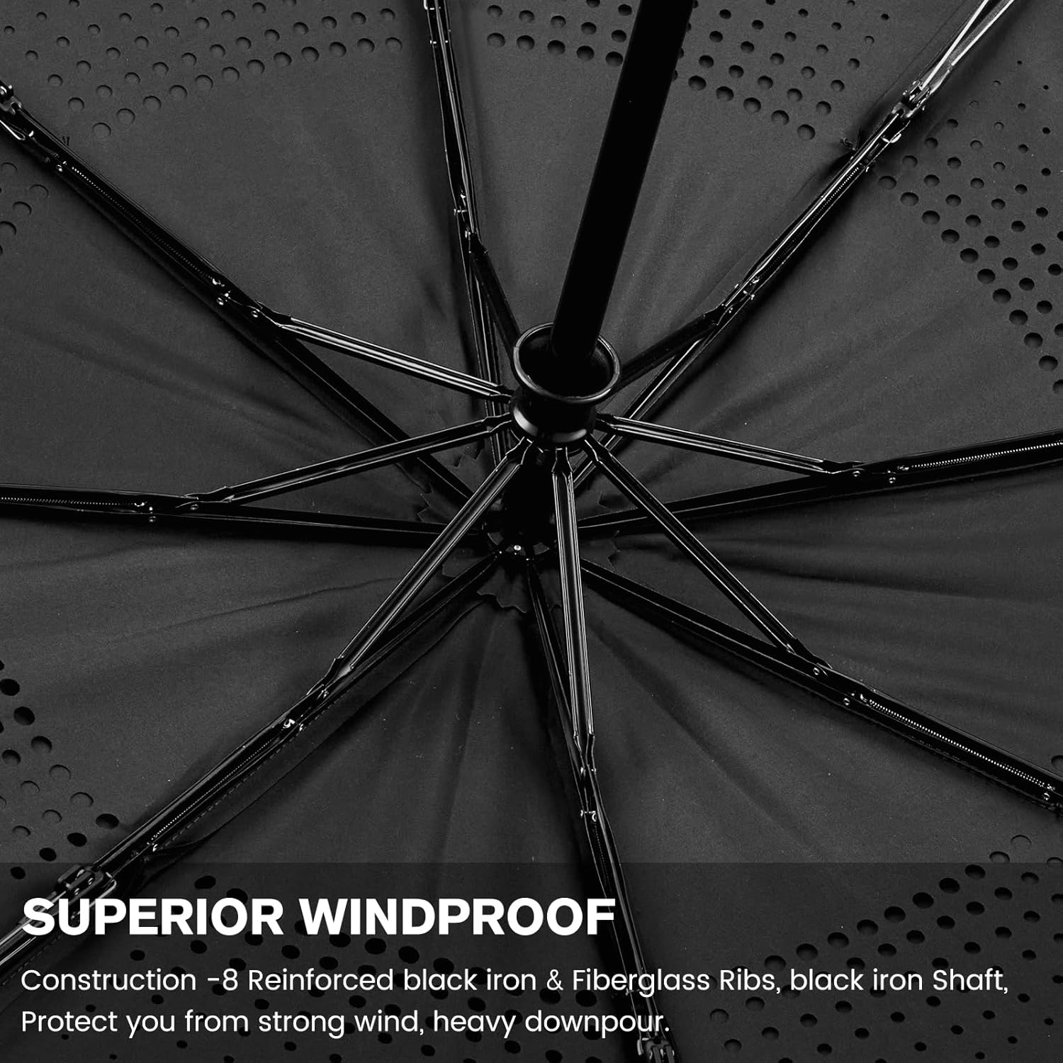 G4Free Windproof Travel Umbrellas for Rain 46inch Double Canopy Automatic Compact Umbrella with