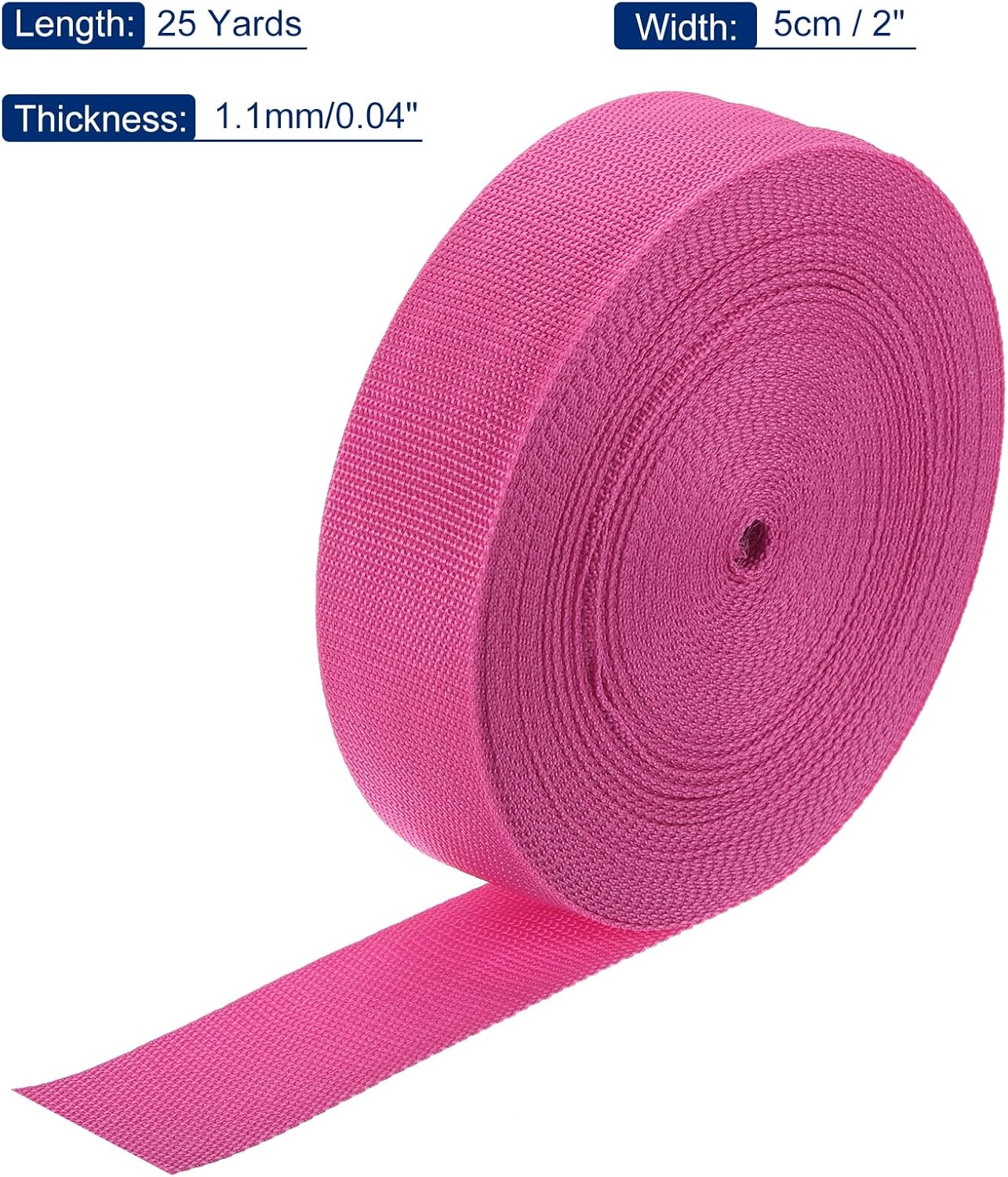 MECCANIXITY Lightweight Polypropylene Webbing Strap 2" 25 Yard Backpack Strapping Band Rose Red for Outdoor Luggage Cargo Straps