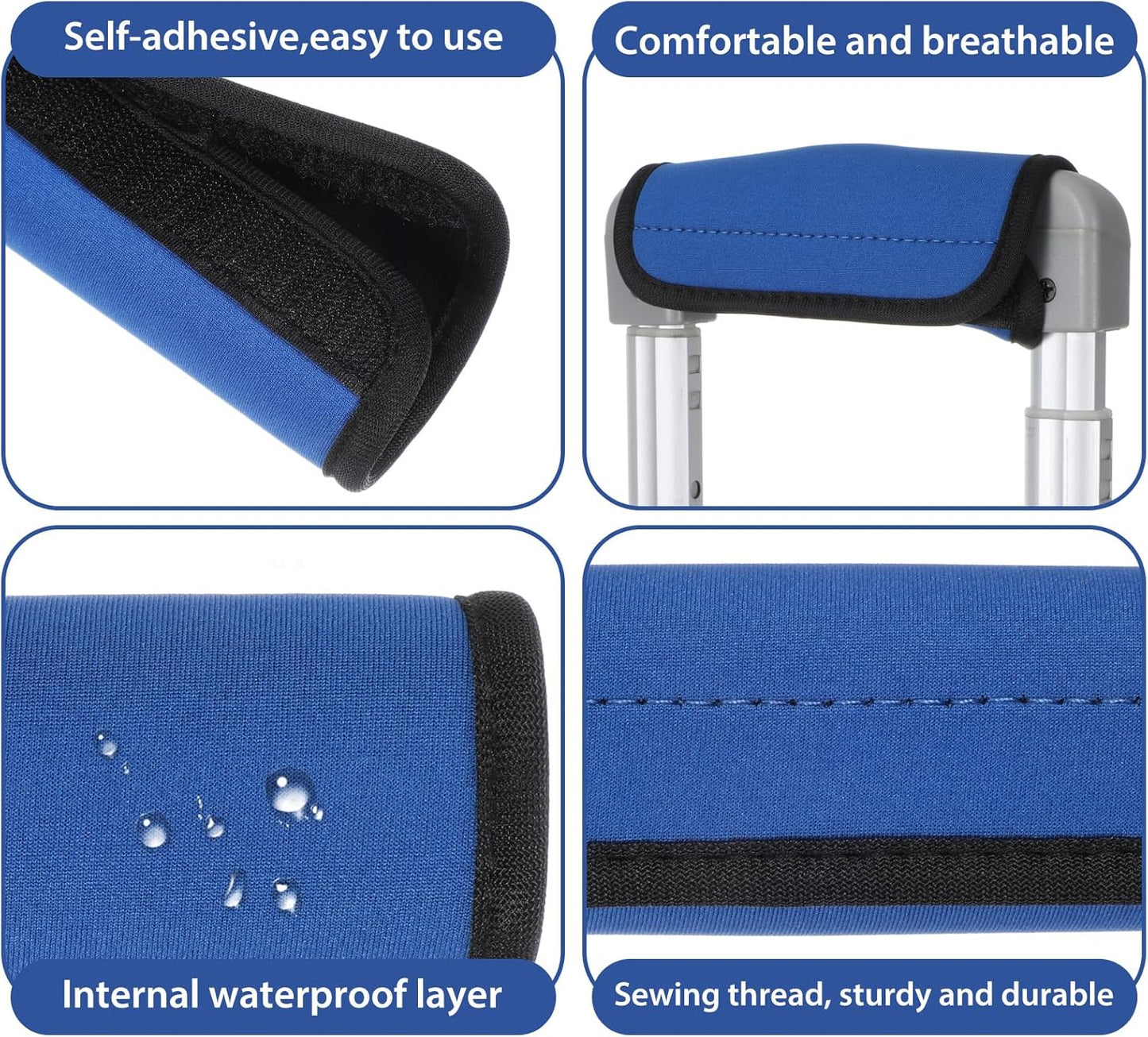 2 Pack Luggage Handle Wraps for Suitcase Neoprene Suitcase Handle Wraps Luggage Handle Covers Travel Suitcase Identifier Accessories (Blue)