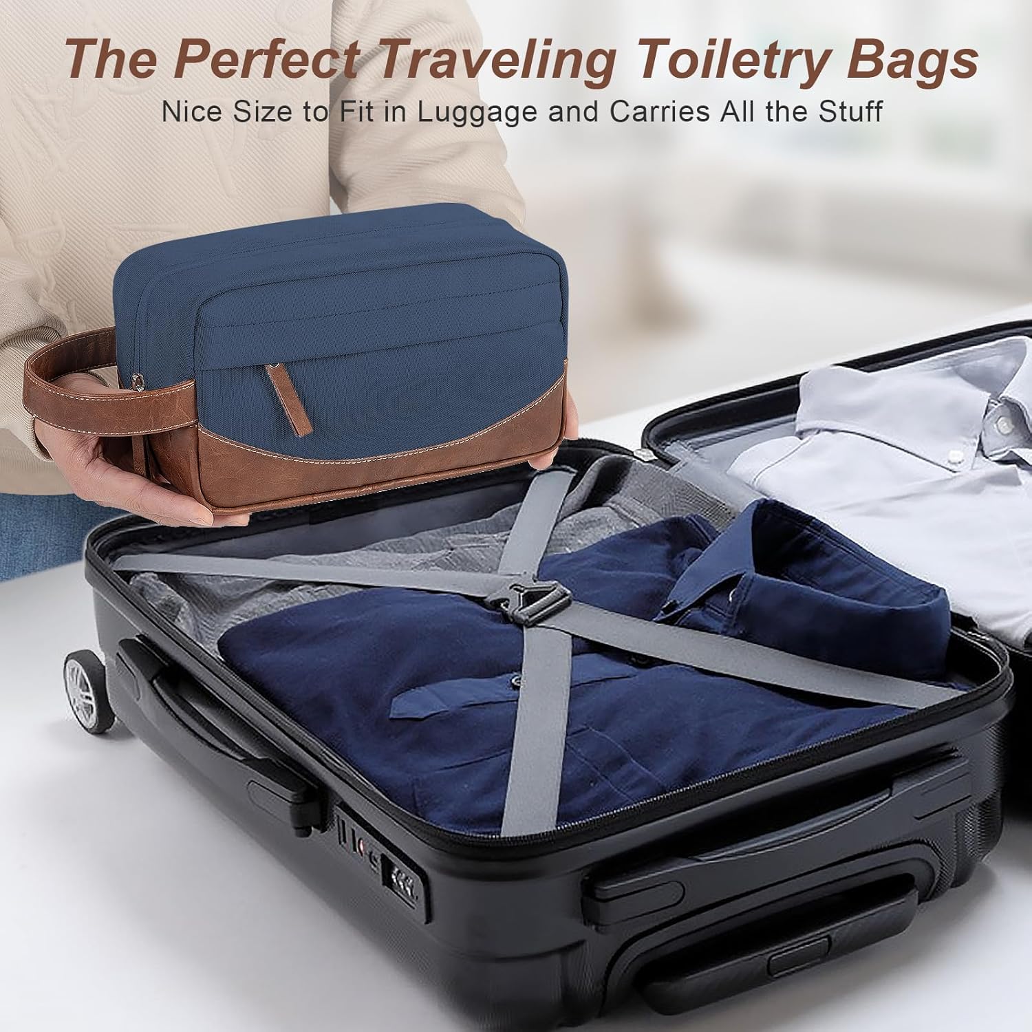 Travel Toiletry Bag for Men, Hanging Toiletry Organizer, Water Resistant Shaving Kit with Large