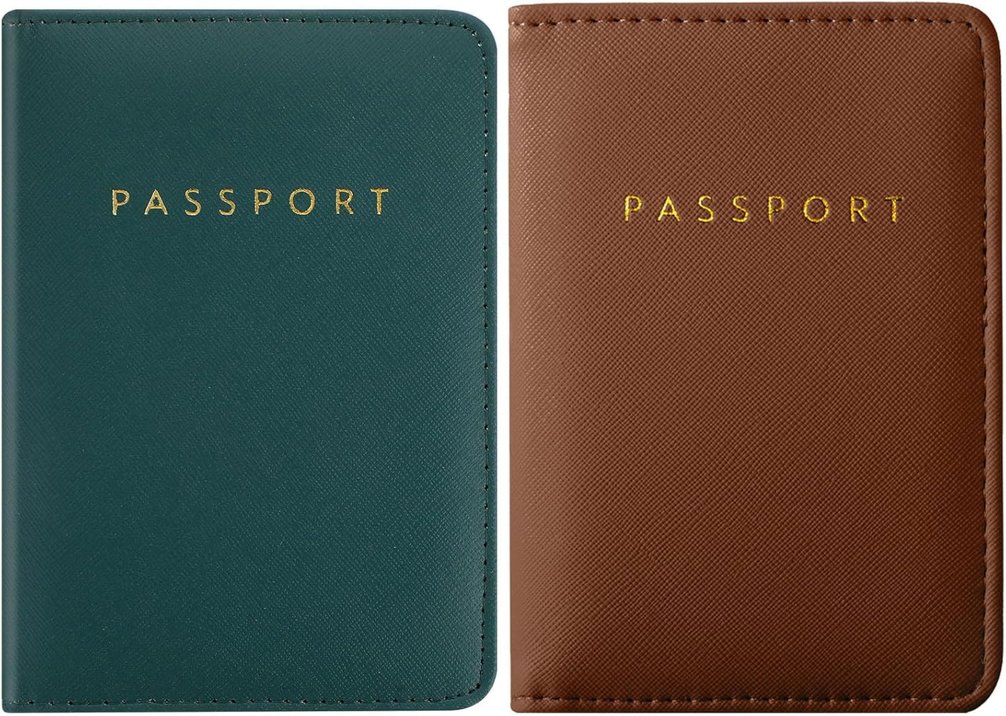 Frienda 2 Pieces Bridal Passport Covers Holder Waterproof Leather Holder Covers Travel Wallet Passport Case for Women and Men