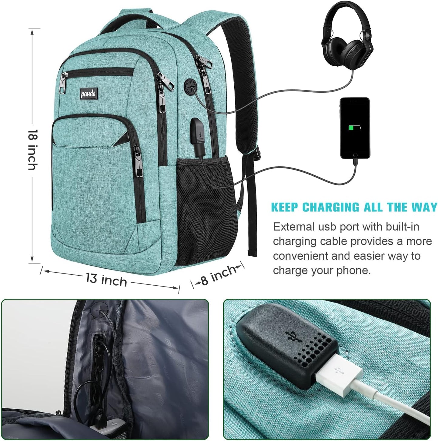 Paude School Backpack,15.6 Inch Laptop Backpack Women Bookbag Rucksack for Teen Girls,School Bags for Teens