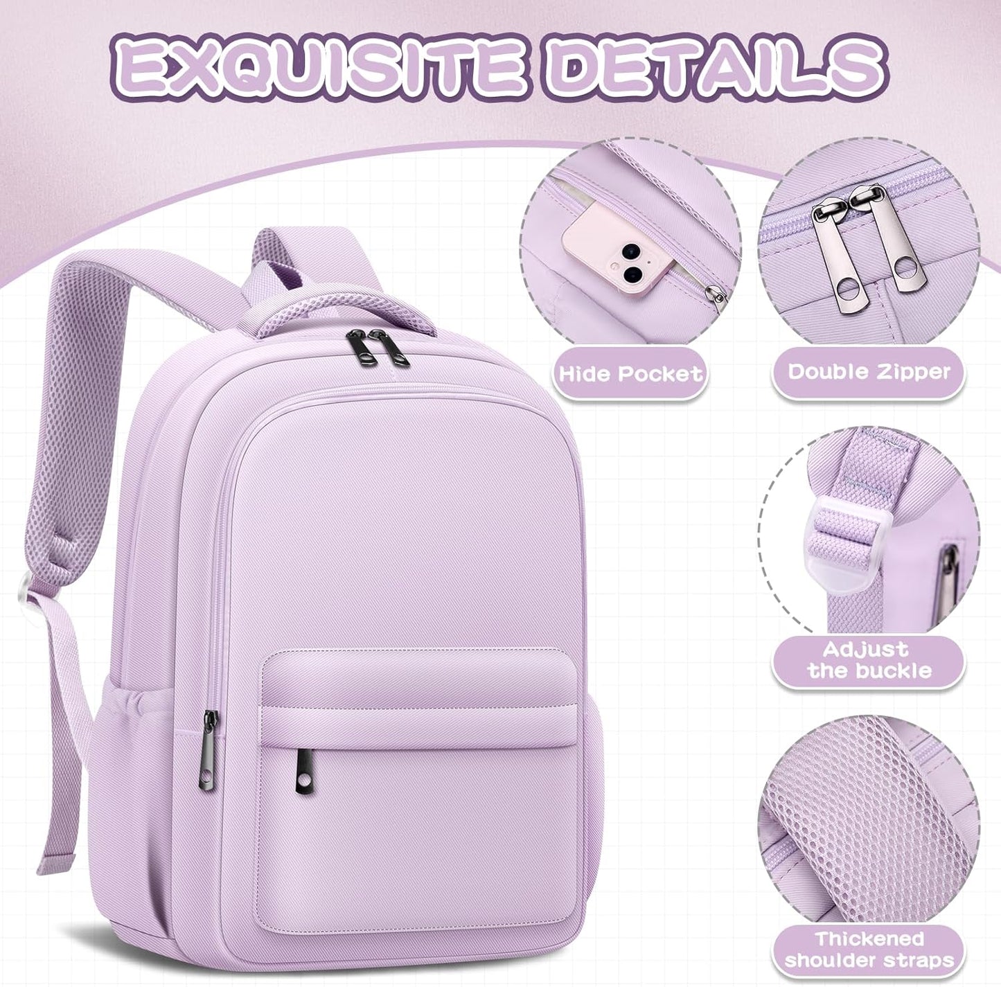 Aesthetic Cute Backpack for School Kids Bookbags Student Backpacks for Teen Girls Preppy Casual Middle School Bag
