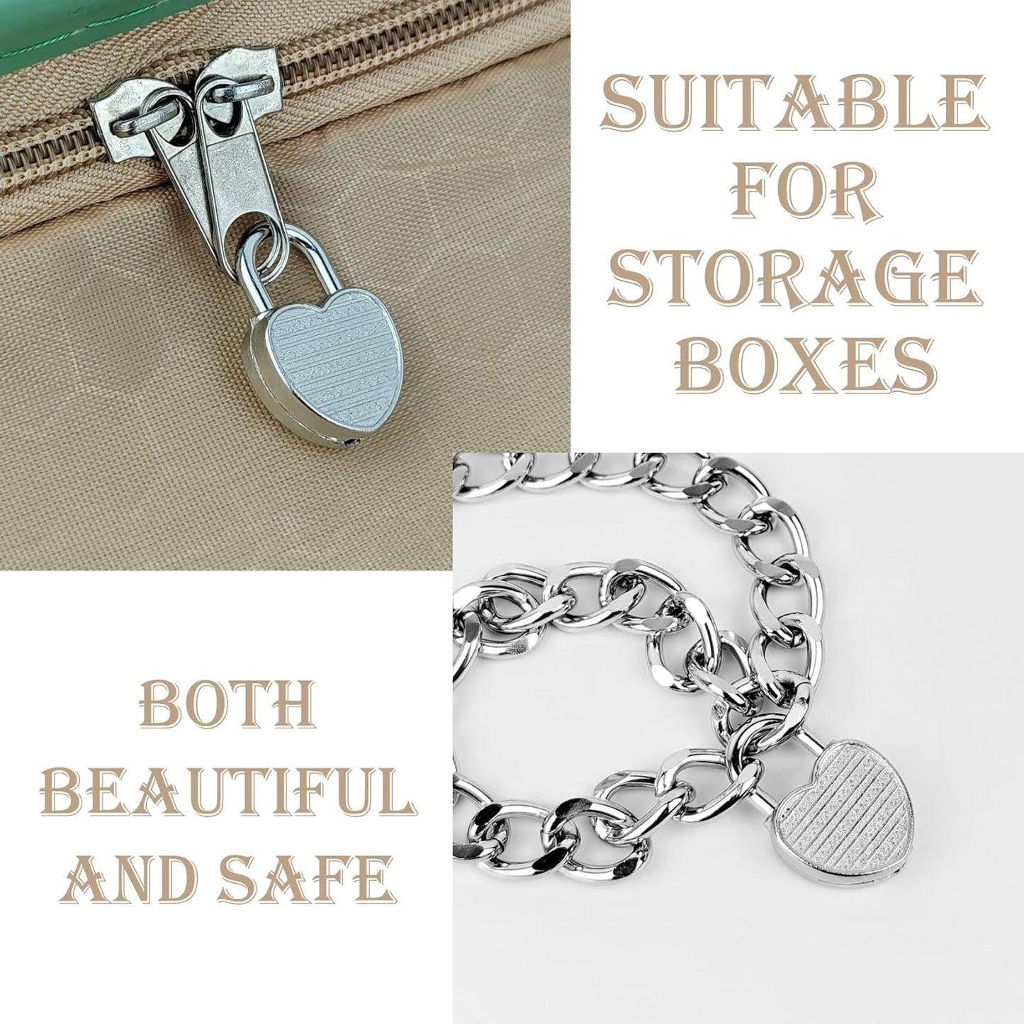 5 Pack Mini Diary Padlock, Small Locks with Keys, Tiny Luggage Locks for Travel, Journal, Jewelry, Backpack, Boxes (Heart, 5)