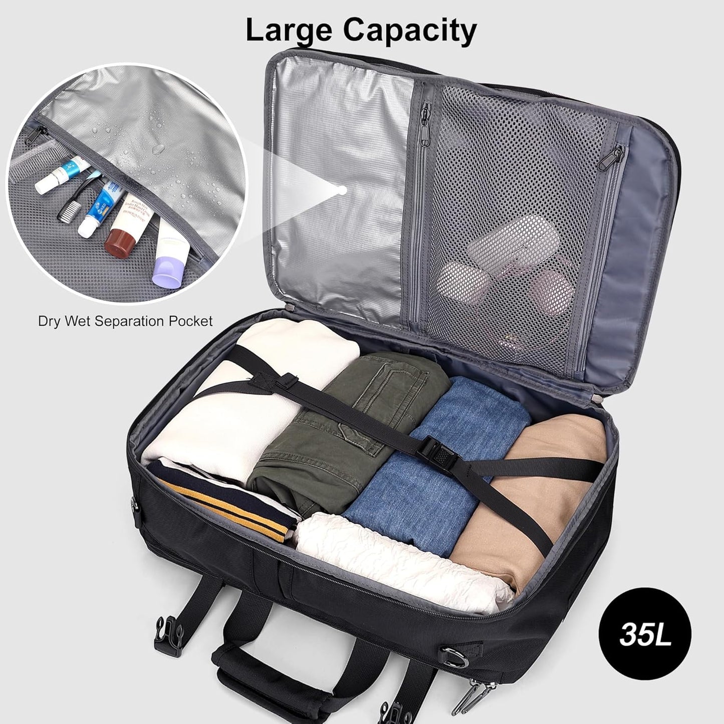 PIJUSHI Travel Backpack for Women Men Carry on Luggage Backpack Convertible Large Laptop Duffel Bag