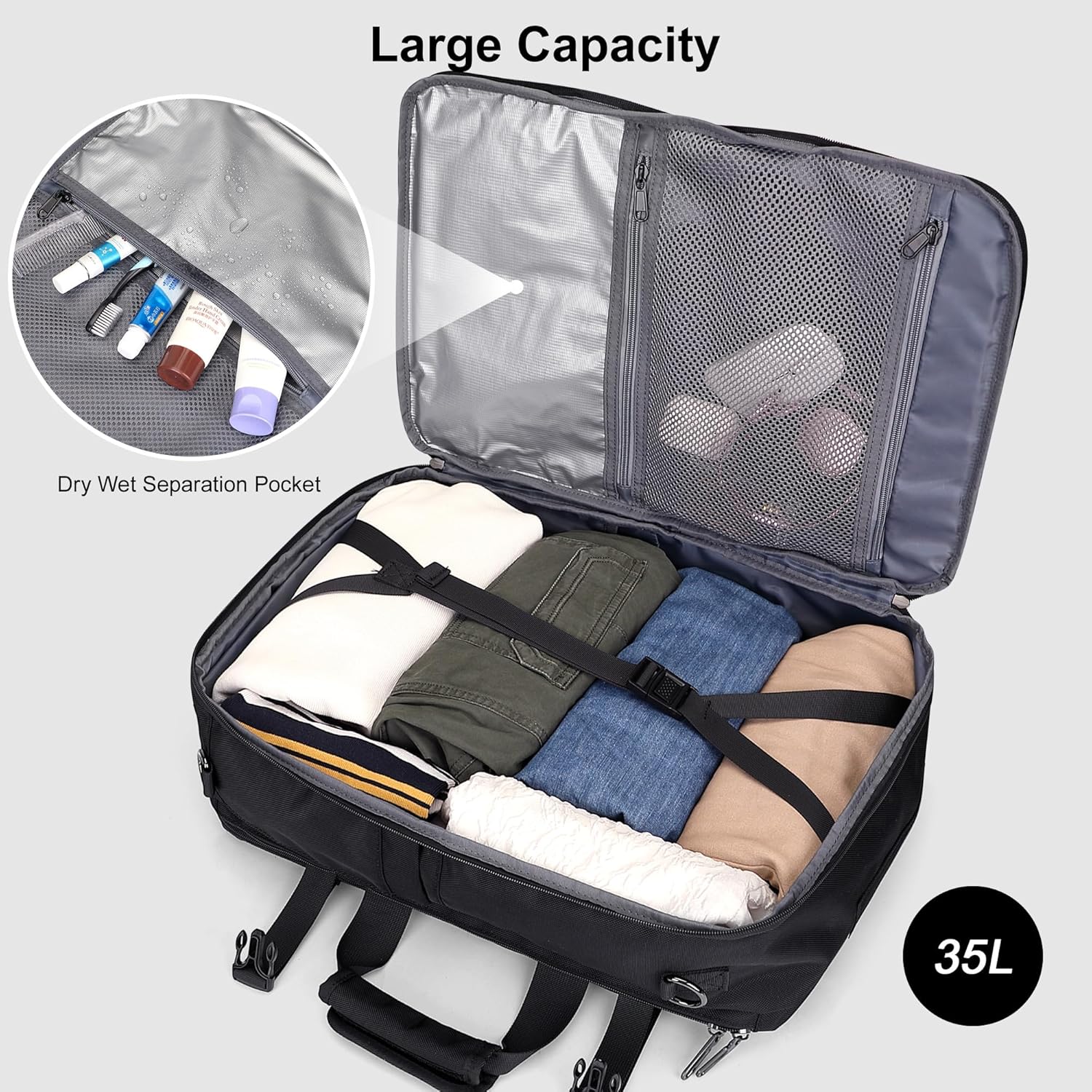 PIJUSHI Travel Backpack for Women Men Carry on Luggage Backpack Convertible Large Laptop Duffel Bag