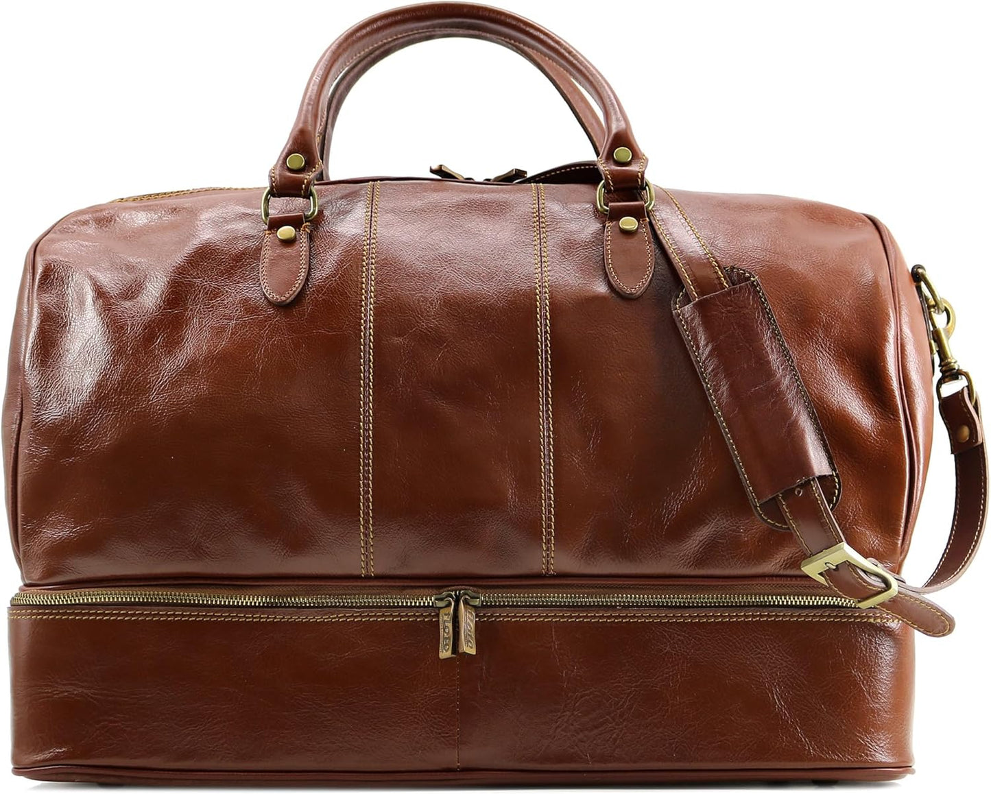 Venezia Traveler Leather Drop Bottom Duffle Bag