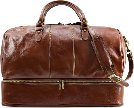Venezia Traveler Leather Drop Bottom Duffle Bag