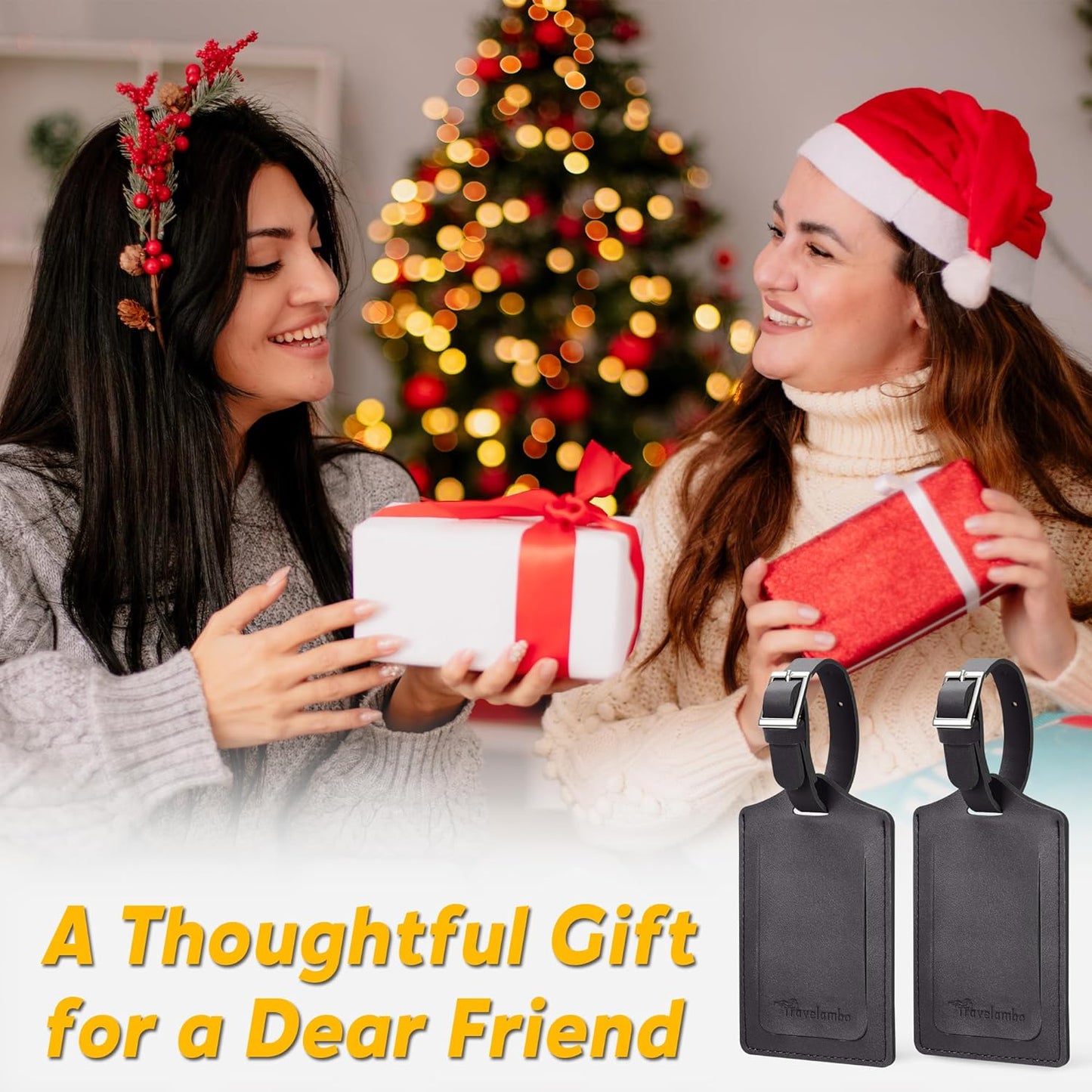 Travelambo Luggage Tags for Suitcases Faux Leather Privacy Protection 2 Pack Bag Tags Travel Accessories Essential, Deep Grey