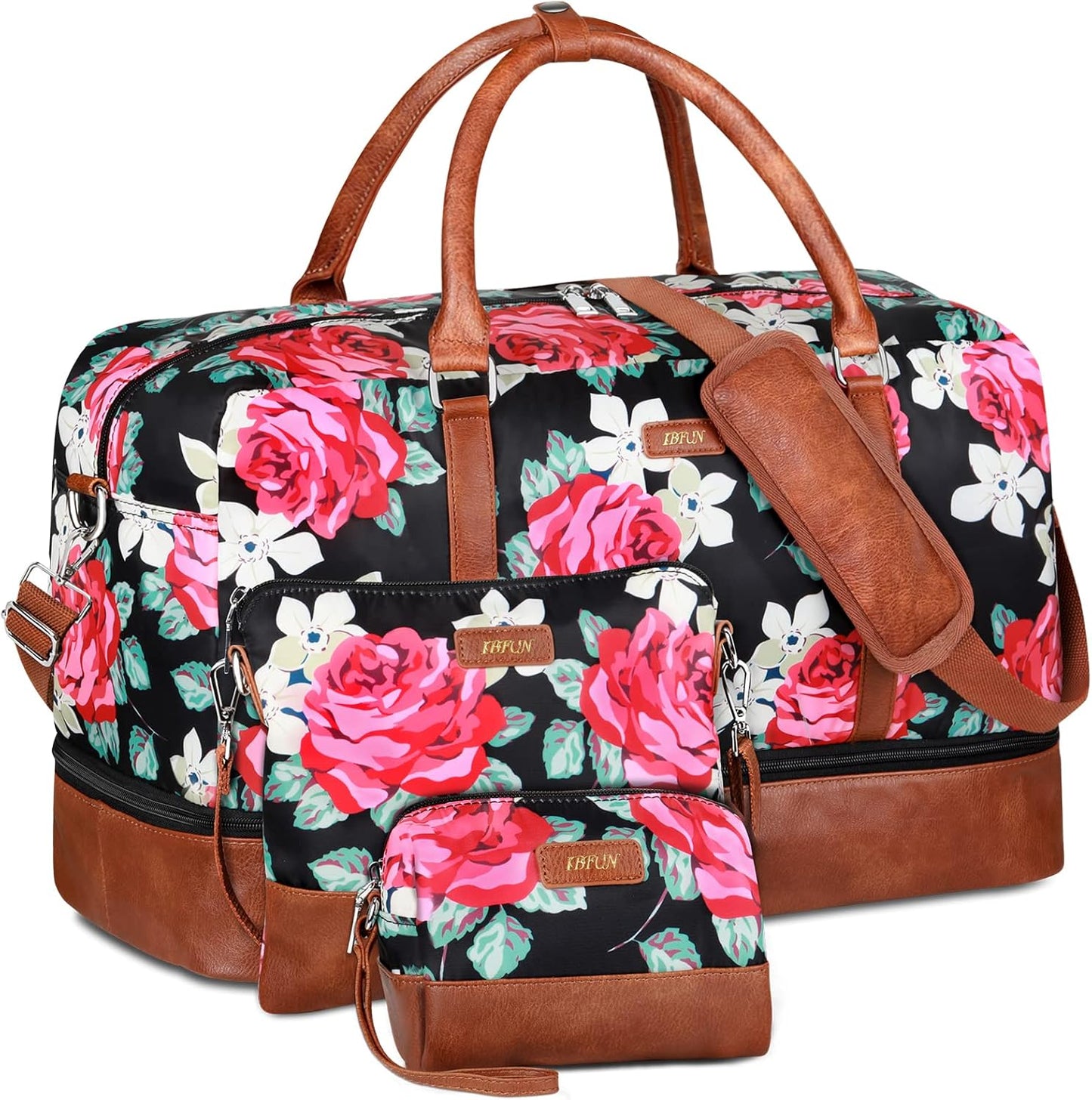 IBFUN Weekender Bags for Women, 21" Weekender Travel Bag, Travel Duffle Bag with Shoe Compartment