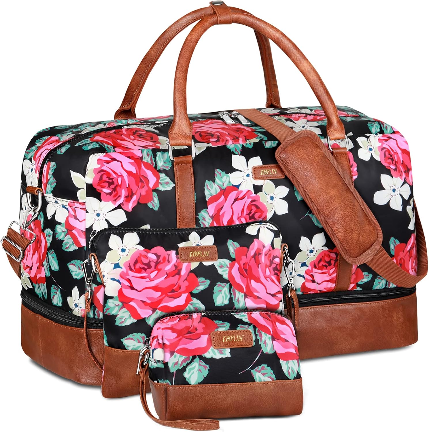 IBFUN Weekender Bags for Women, 21" Weekender Travel Bag, Travel Duffle Bag with Shoe Compartment